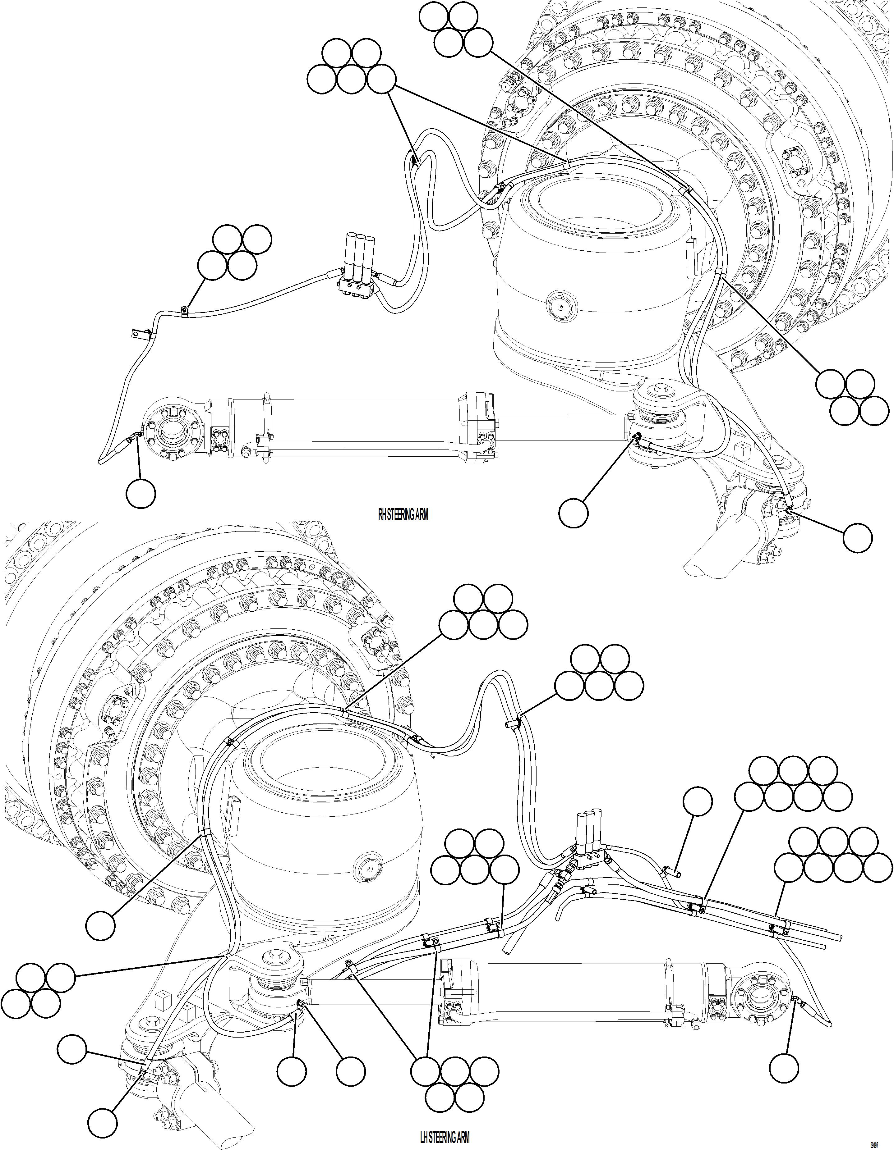 Komatsu parts book diagram for AFE77-AJ 830E-5 S/N A50100 - A50101  MANTOS COPPER: AUTOMATIC LUBRICATION SYSTEM - FRONT    2/4