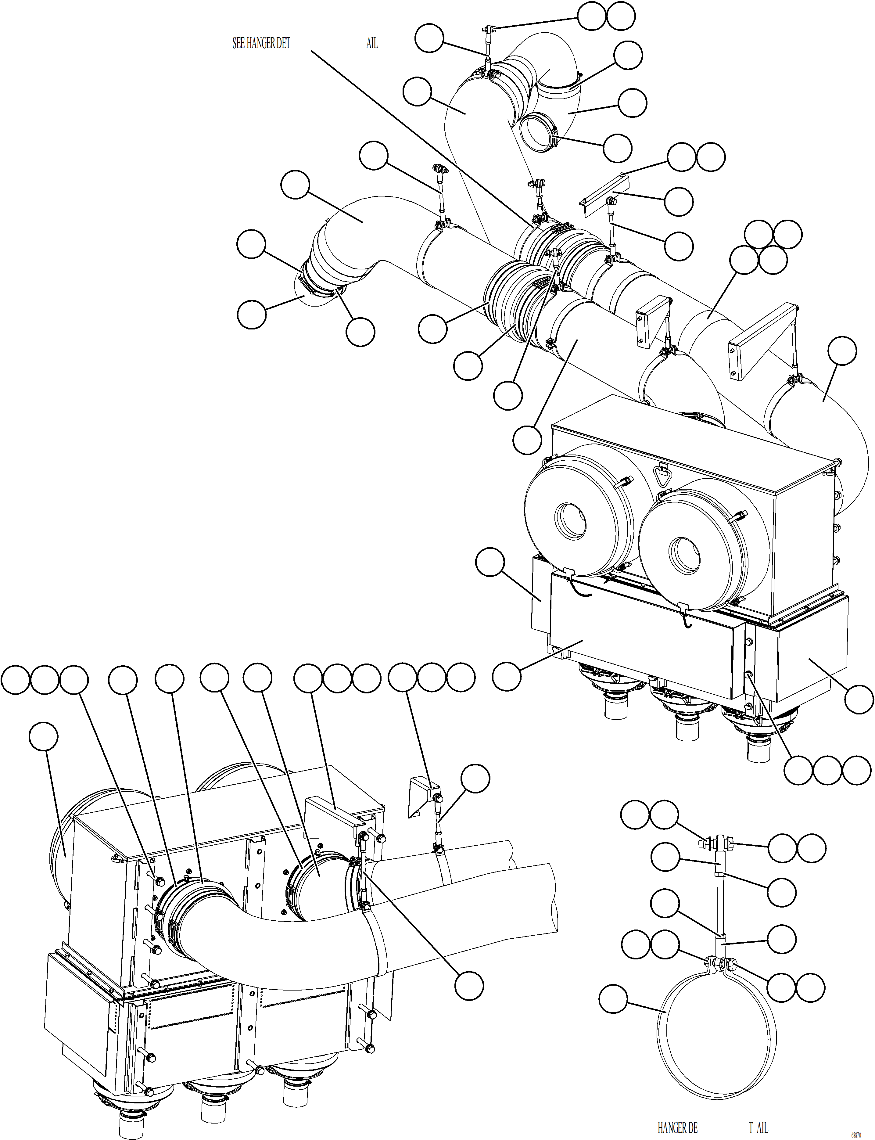 Dump Trucks Komatsu / AFE NEW / AFE77-AK 830E-5 S/N A50083 - A50084  CONUMA(afe77-ak) / AIR CLEANER PIPING & INSTALLATION - LH(006 : 68870)