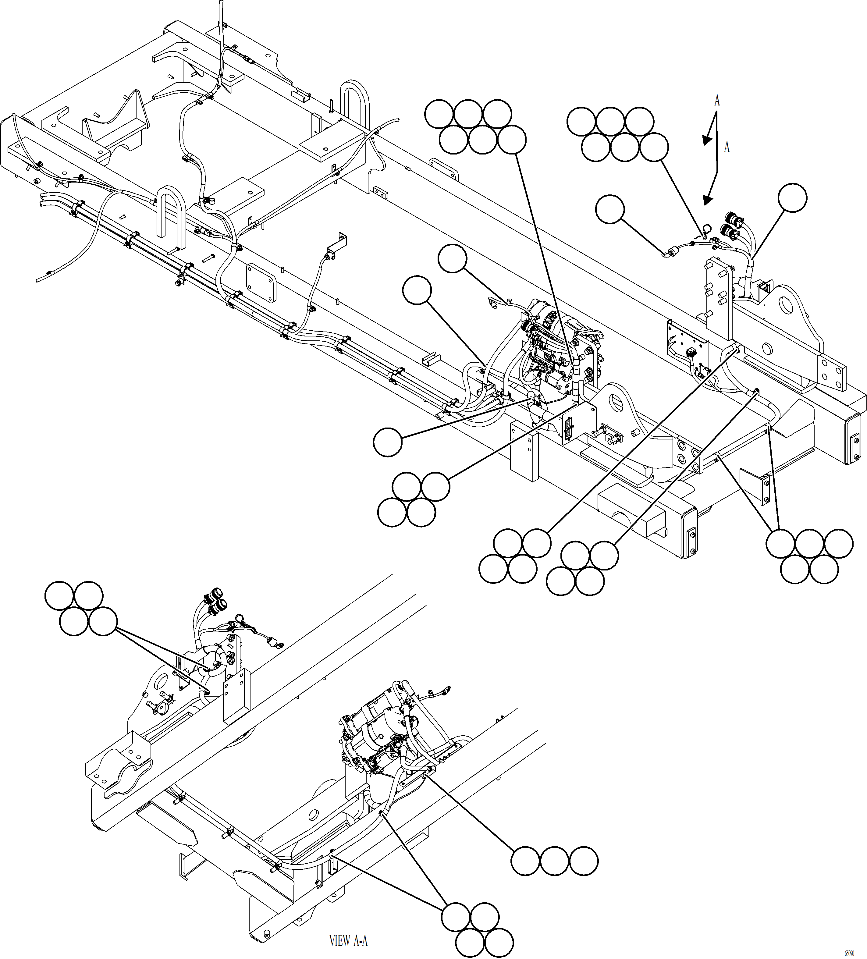 Komatsu parts book diagram for AFE77-AT 830E-5 S/N A50114  GOONYELLA: EXTERNAL ENGINE WIRING HARNESS INSTALLATION    1/4