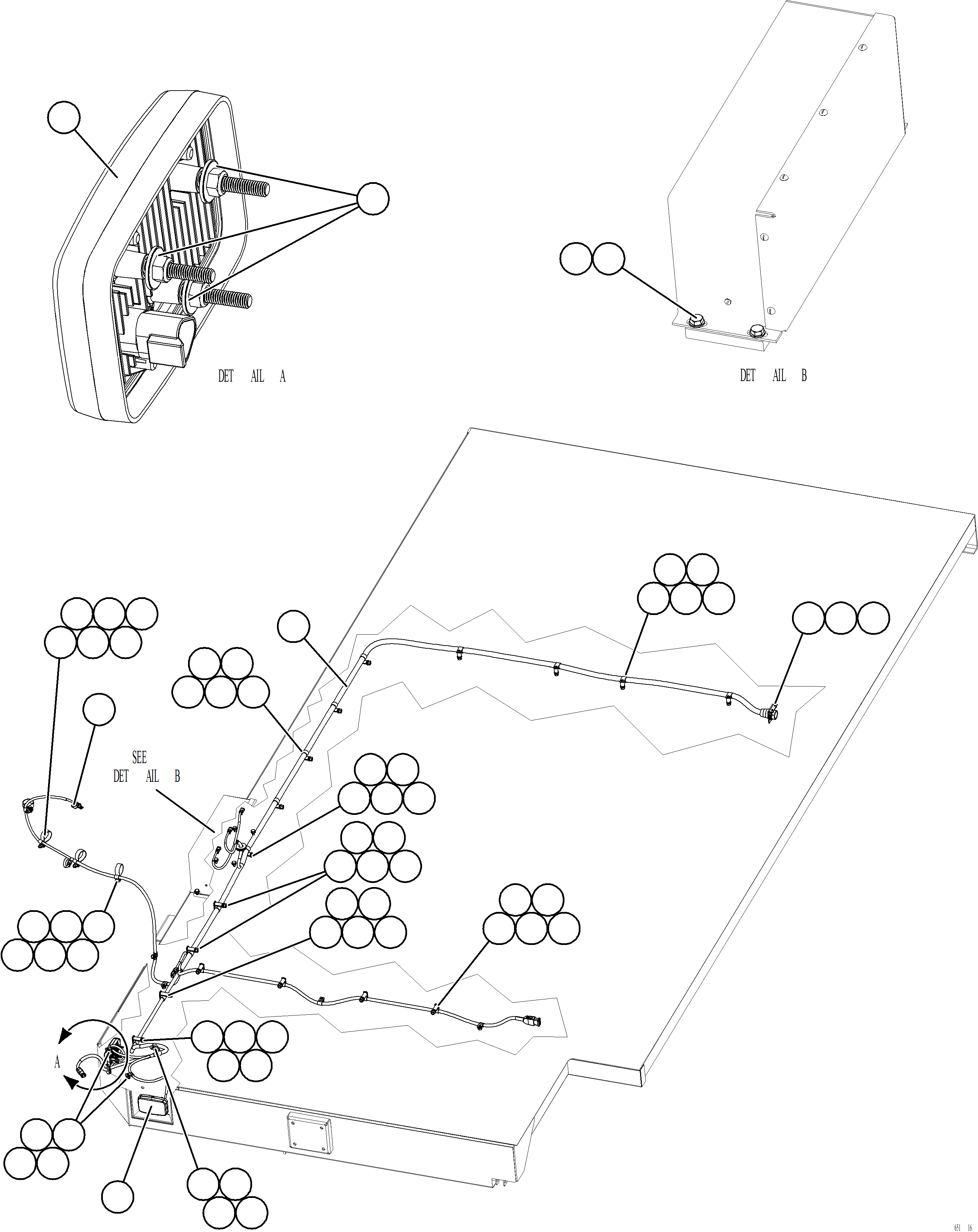 Komatsu parts book diagram for AFE77-AT 830E-5 S/N A50114  GOONYELLA: RH DECK WIRING HARNESS & LIGHTS