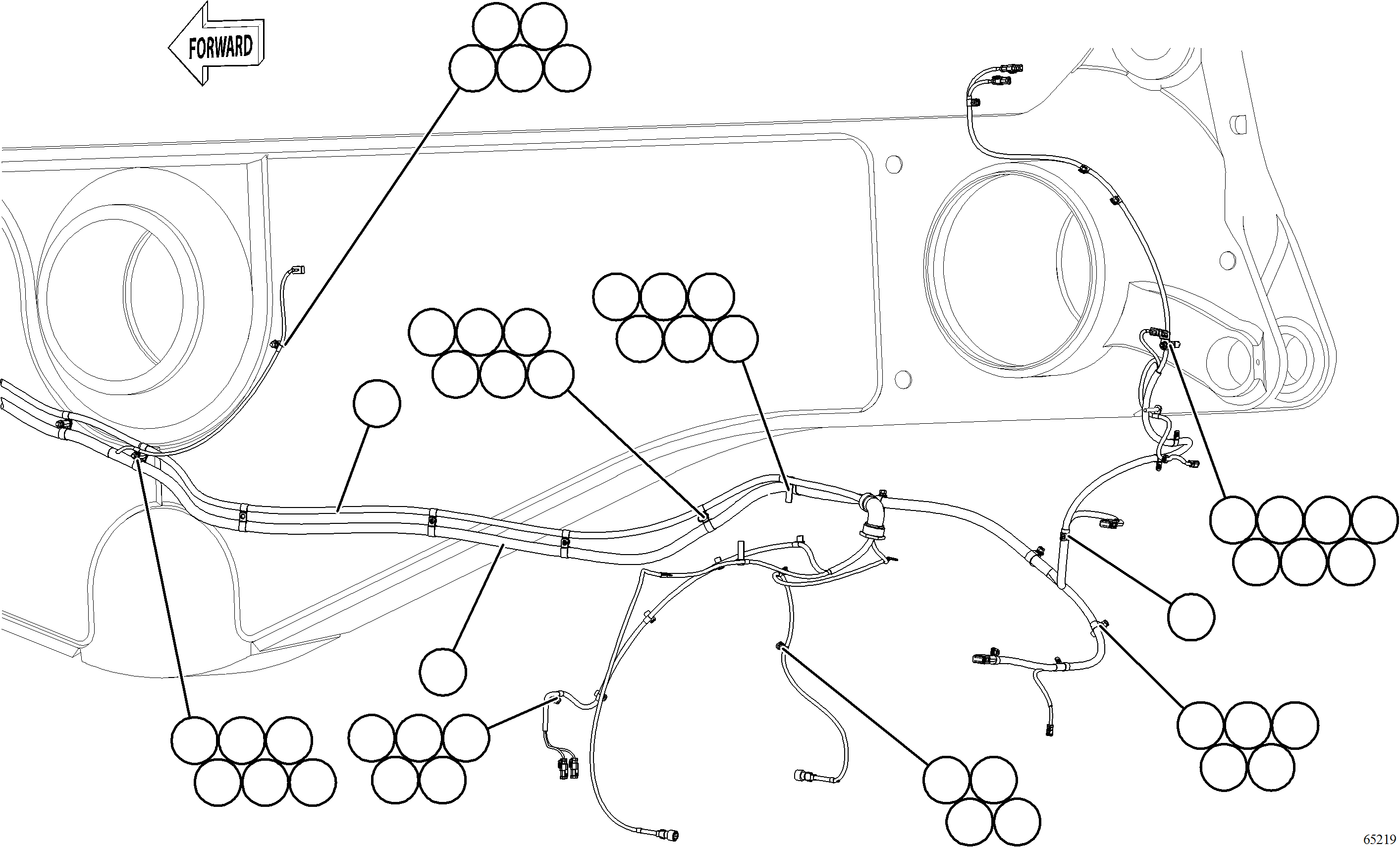 Komatsu parts book diagram for AFE77-AT 830E-5 S/N A50114  GOONYELLA: RIGHT REAR FRAME RAIL HARNESS    2/2