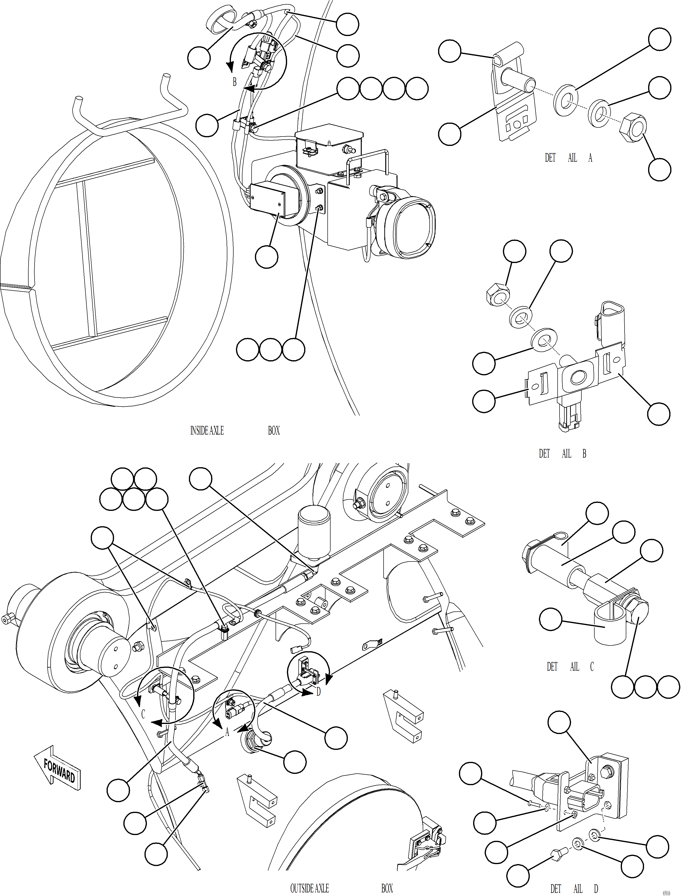 Komatsu parts book diagram for AFE77-AT 830E-5 S/N A50114  GOONYELLA: REAR AXLE BLOWER PRESSURE SWITCH INSTALLATION
