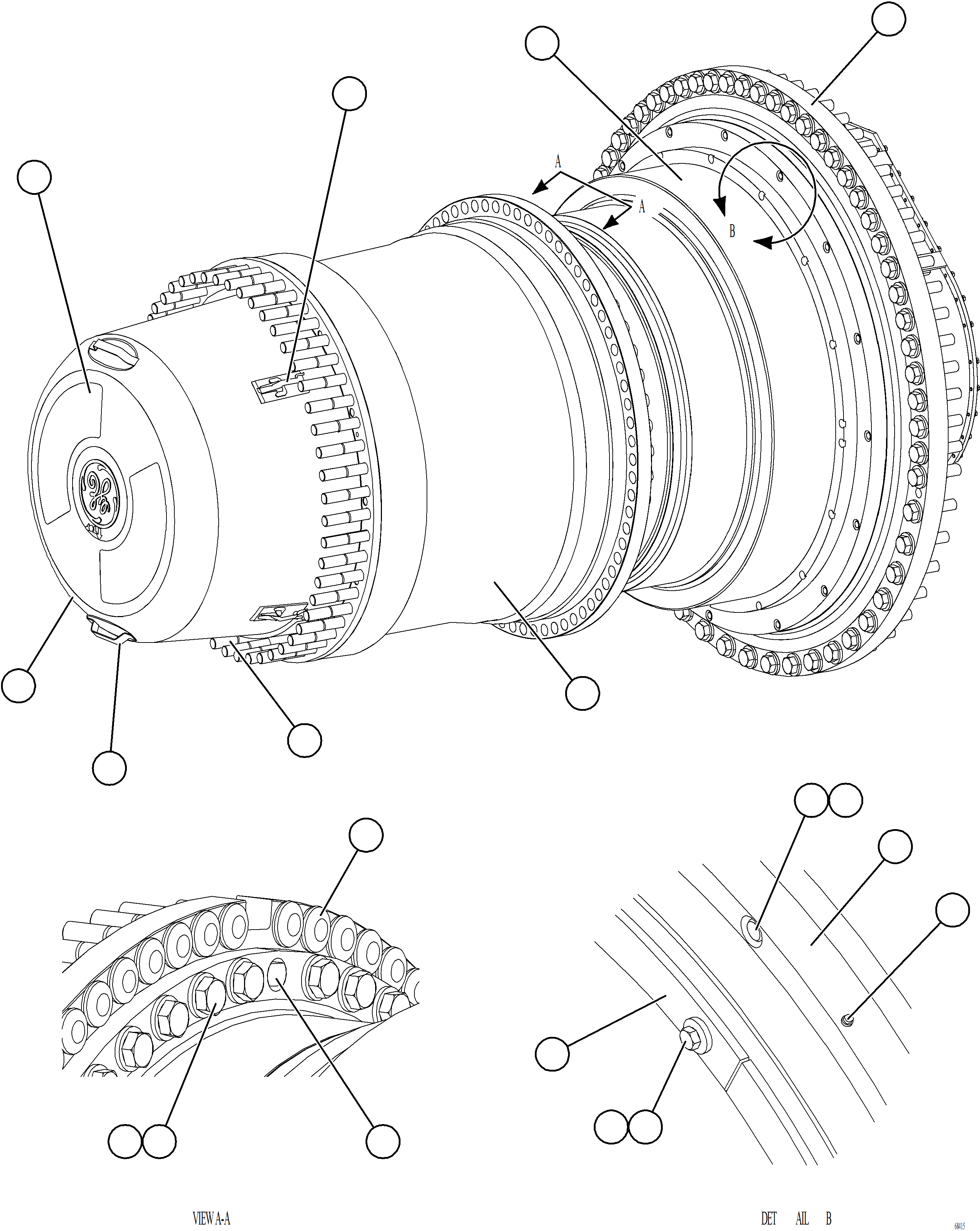 Komatsu parts book diagram for AFE77-AT 830E-5 S/N A50114  GOONYELLA: WHEEL MOTOR    1/8    58E-22-00413