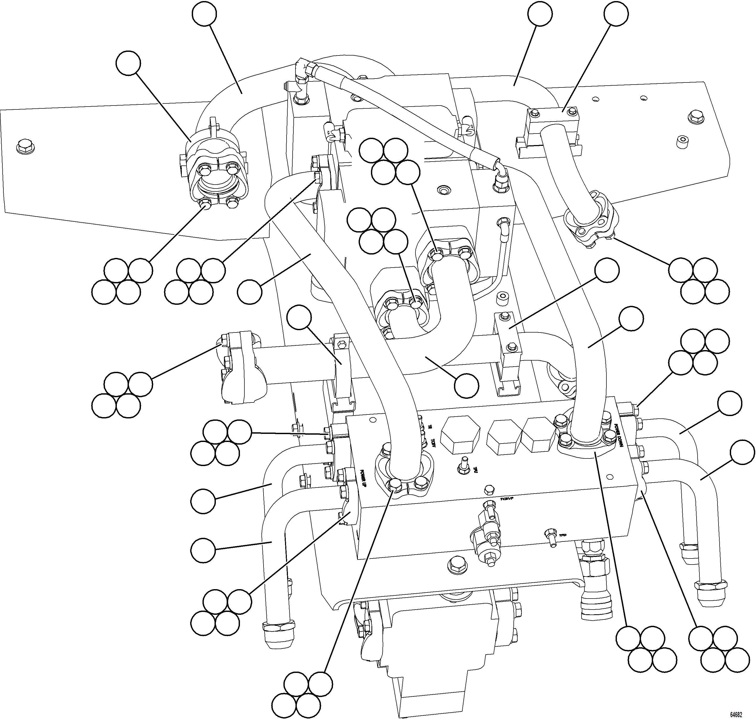 Komatsu parts book diagram for AFE77-AT 830E-5 S/N A50114  GOONYELLA: VALVE/PUMP MODULE PIPING    1/3