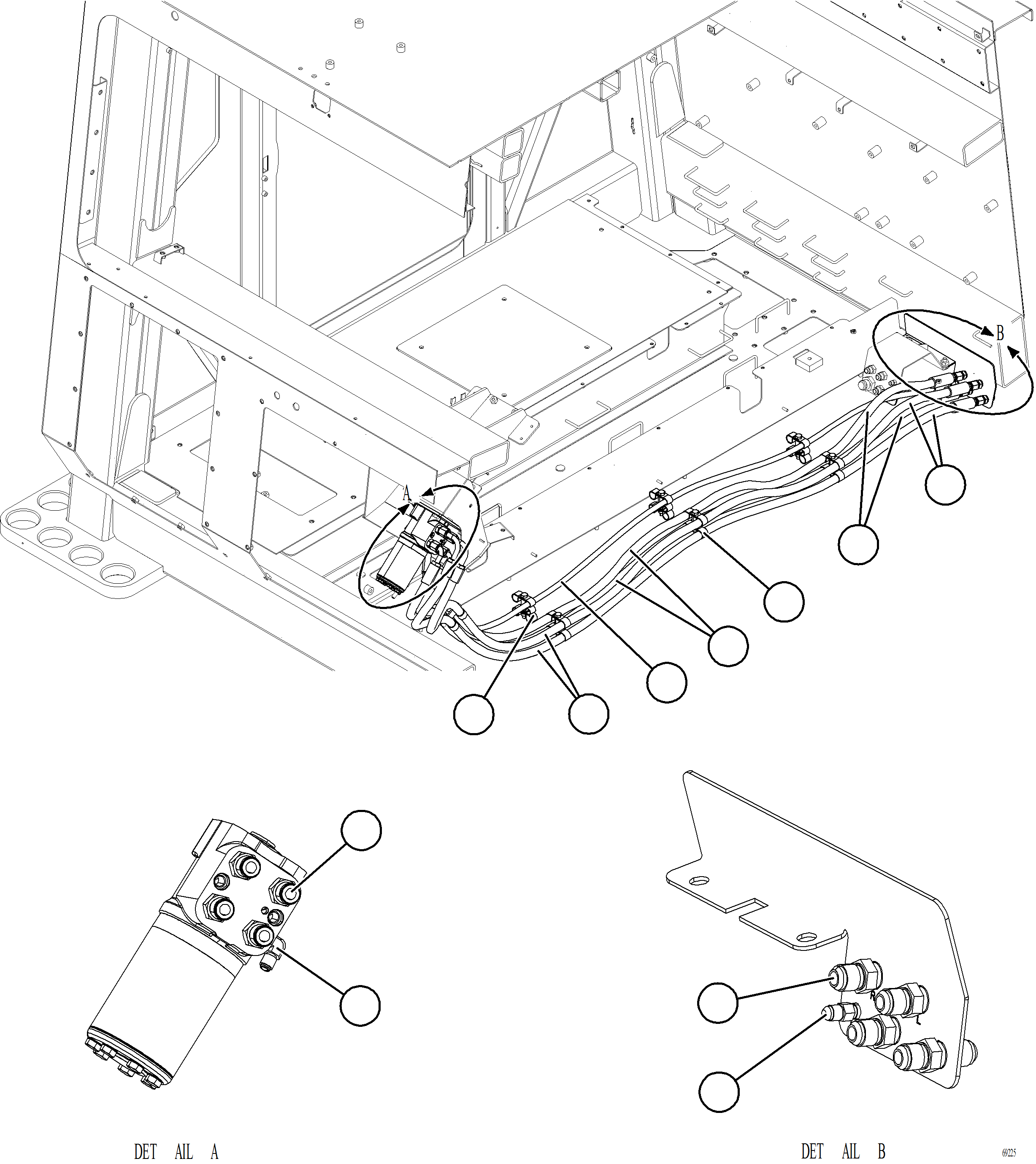 Komatsu parts book diagram for AFE77-AT 830E-5 S/N A50114  GOONYELLA: STEERING CONTROL UNIT PIPING    1/2