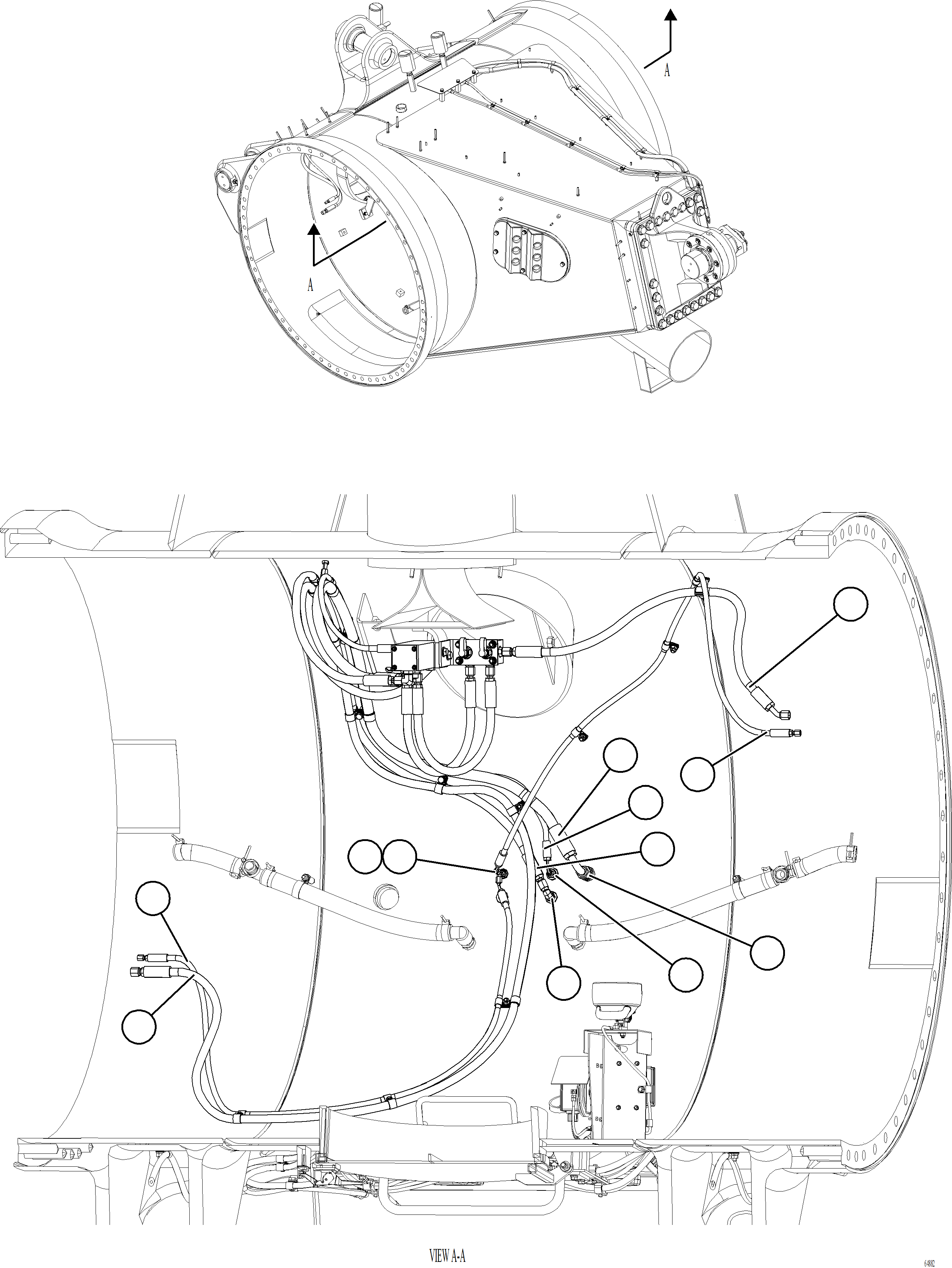 Komatsu parts book diagram for AFE77-AT 830E-5 S/N A50114  GOONYELLA: REAR BRAKE DUAL RELAY VALVE PIPING