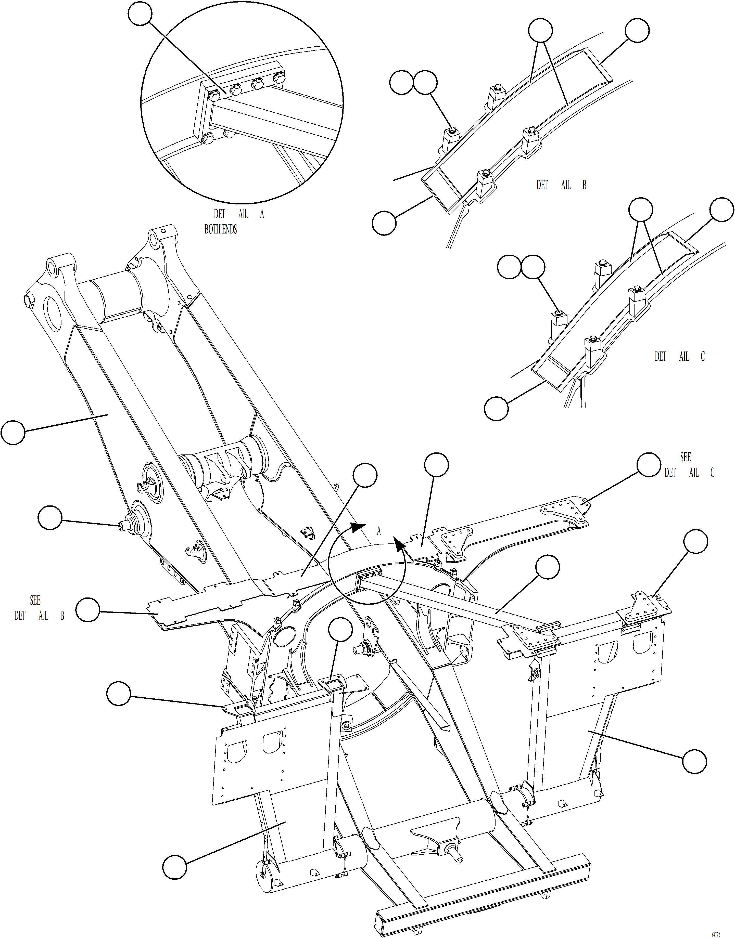 Komatsu parts book diagram for AFE77-AT 830E-5 S/N A50114  GOONYELLA: FRAME & UPRIGHTS    1/2