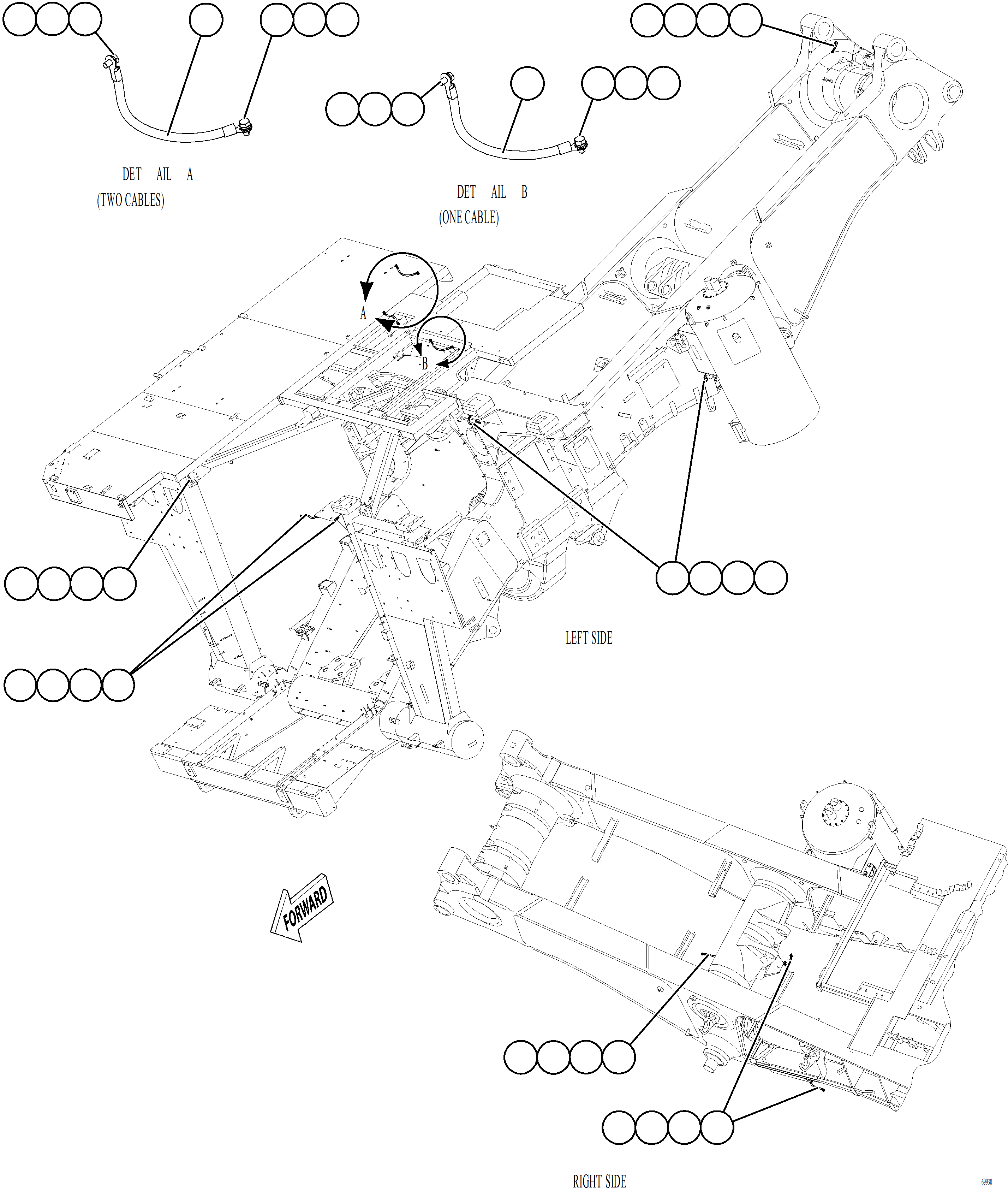 Komatsu parts book diagram for AFE77-AT 830E-5 S/N A50114  GOONYELLA: FRAME GROUND WIRING
