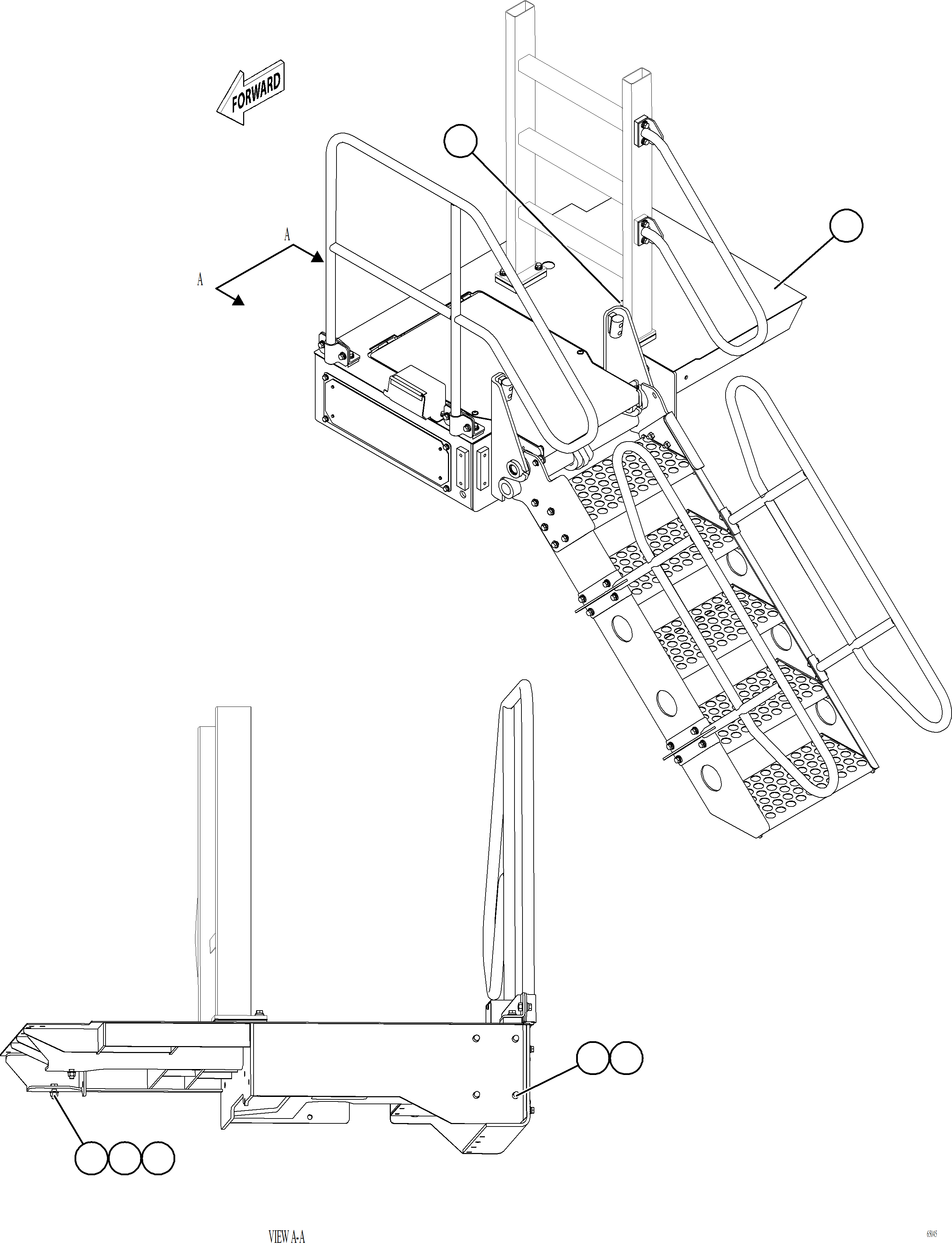 Komatsu parts book diagram for AFE77-AT 830E-5 S/N A50114  GOONYELLA: LH LOWER PLATFORM INSTALLATION