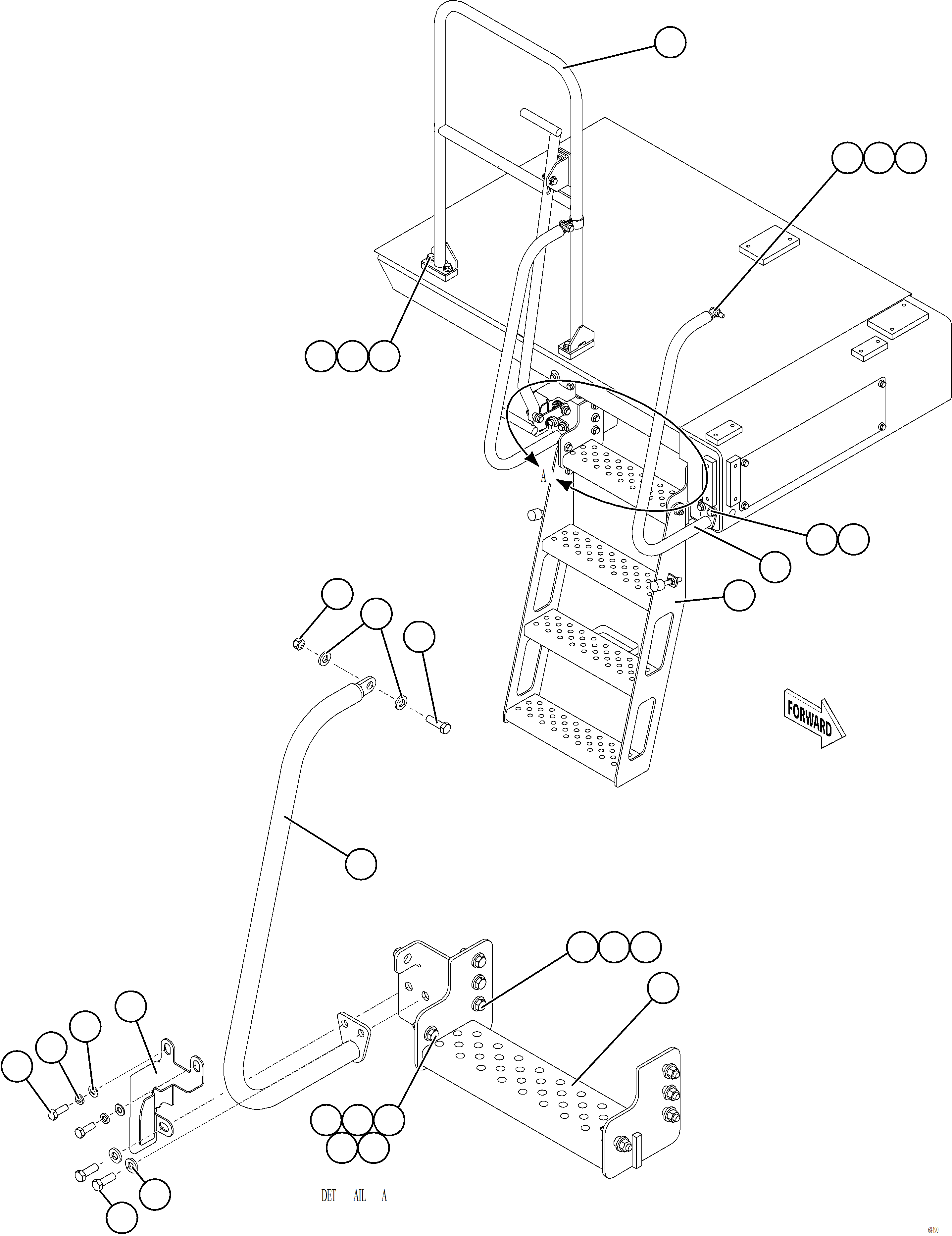 Komatsu parts book diagram for AFE77-AT 830E-5 S/N A50114  GOONYELLA: RH DROPDOWN LADDER INSTALLATION