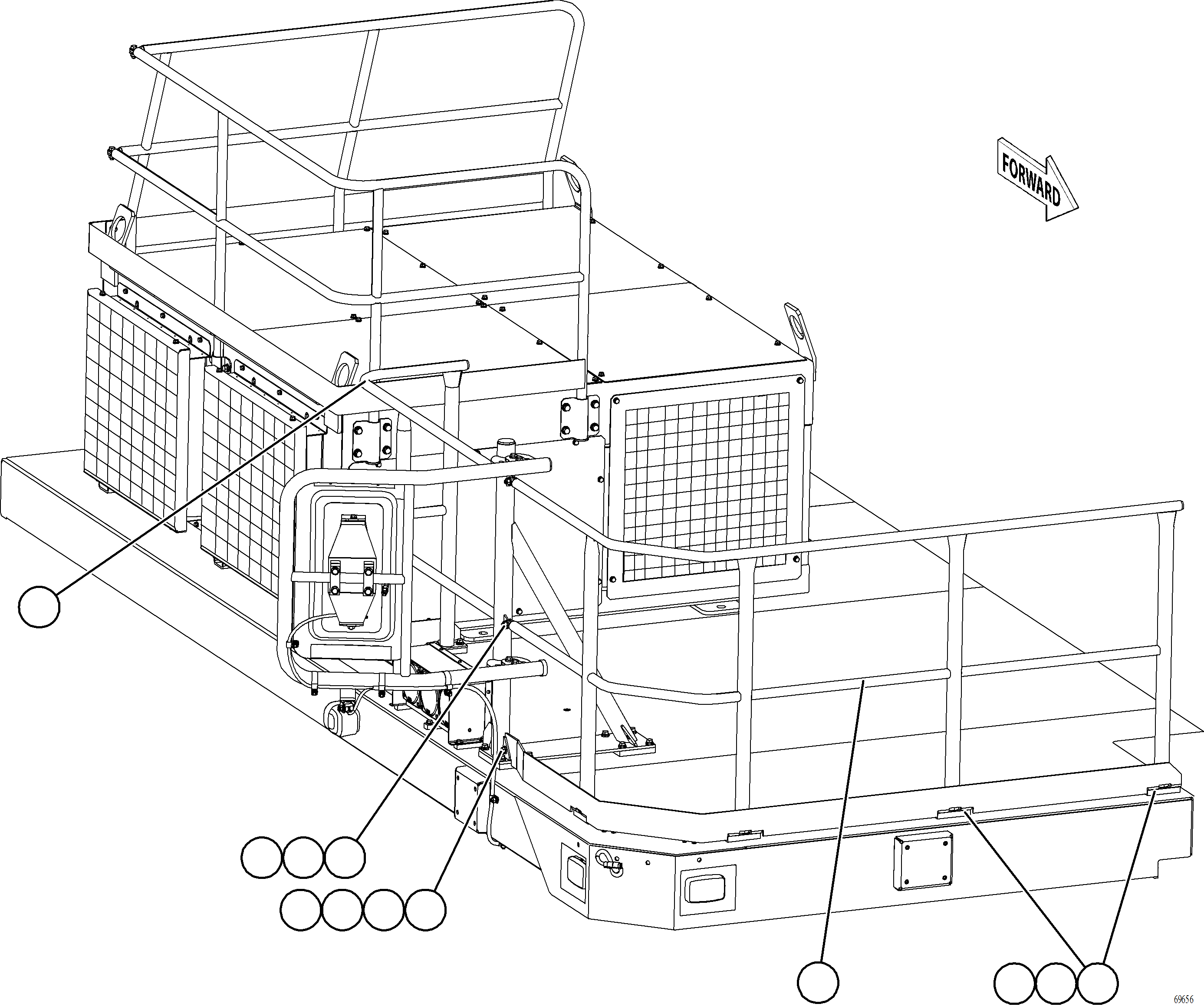 Komatsu parts book diagram for AFE77-AT 830E-5 S/N A50114  GOONYELLA: RH DECK HANDRAILS