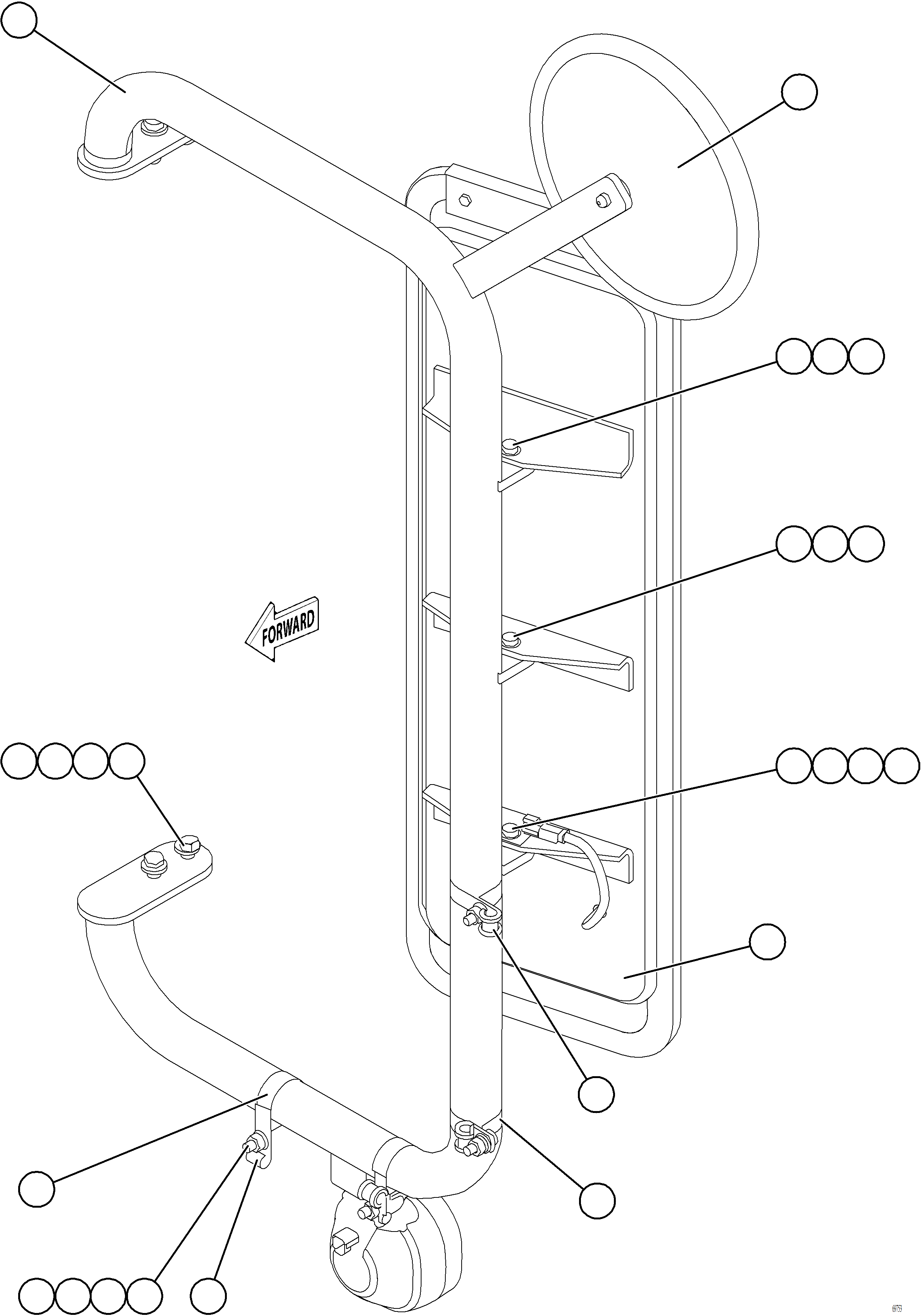 Komatsu parts book diagram for AFE77-AT 830E-5 S/N A50114  GOONYELLA: LH MIRROR INSTALLATION