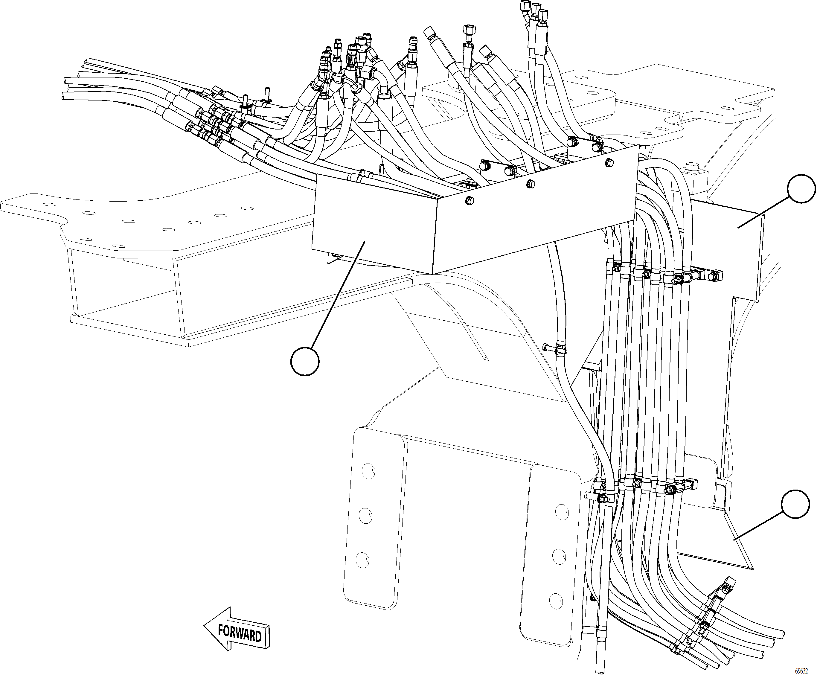 Komatsu parts book diagram for AFE77-AT 830E-5 S/N A50114  GOONYELLA: HYDRAULIC HOSE SHIELDS