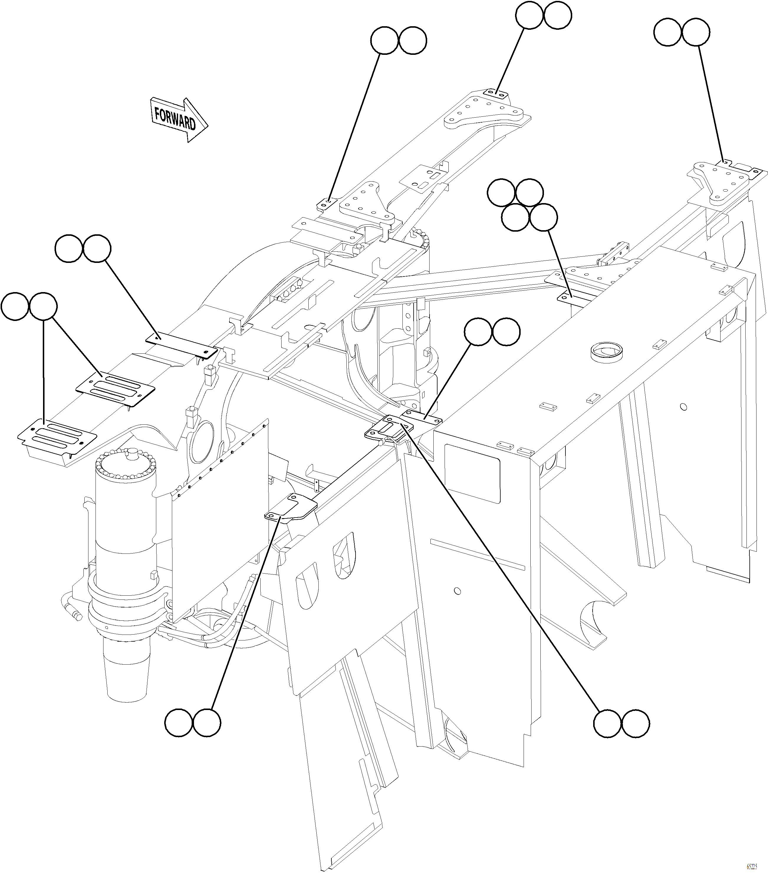 Komatsu parts book diagram for AFE77-AT 830E-5 S/N A50114  GOONYELLA: CENTER DECK HEAT SHIELDS    1/2