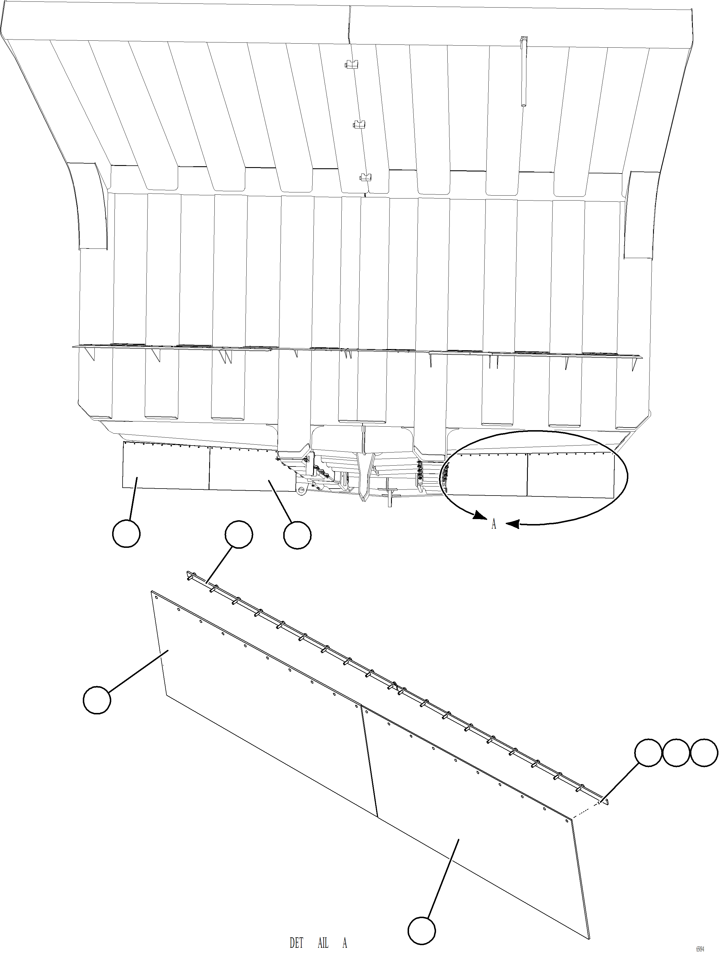 Komatsu parts book diagram for AFE77-AT 830E-5 S/N A50114  GOONYELLA: DUMP BODY MUD FLAPS    1/2