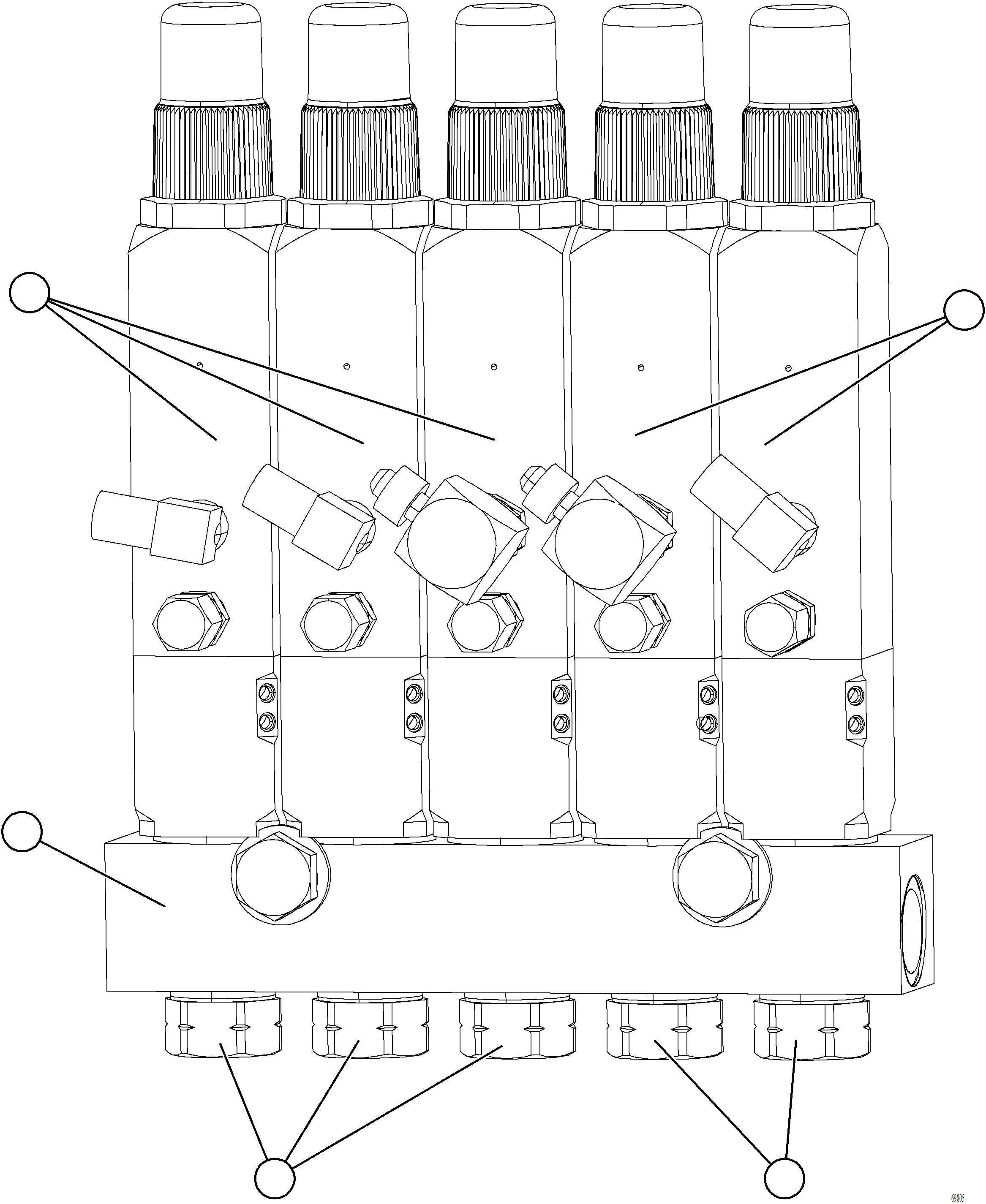 Komatsu parts book diagram for AFE77-AT 830E-5 S/N A50114  GOONYELLA: 5-PIECE INJECTOR ASSEMBLY    TA4411