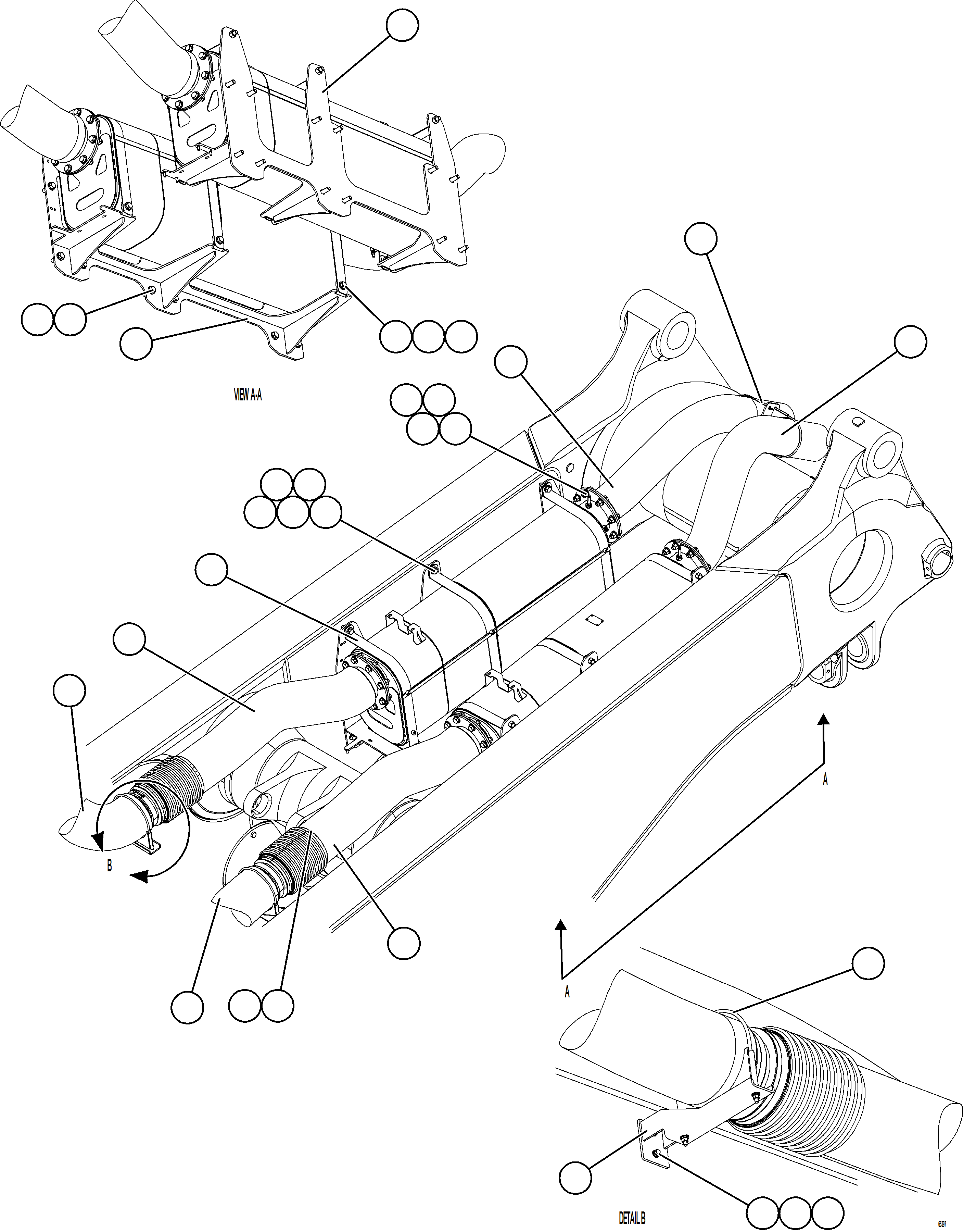 Komatsu parts book diagram for AFE77-BL 830E-5 S/N A50167 - A50168  CONUMA COAL: EXHAUST PIPING - REAR