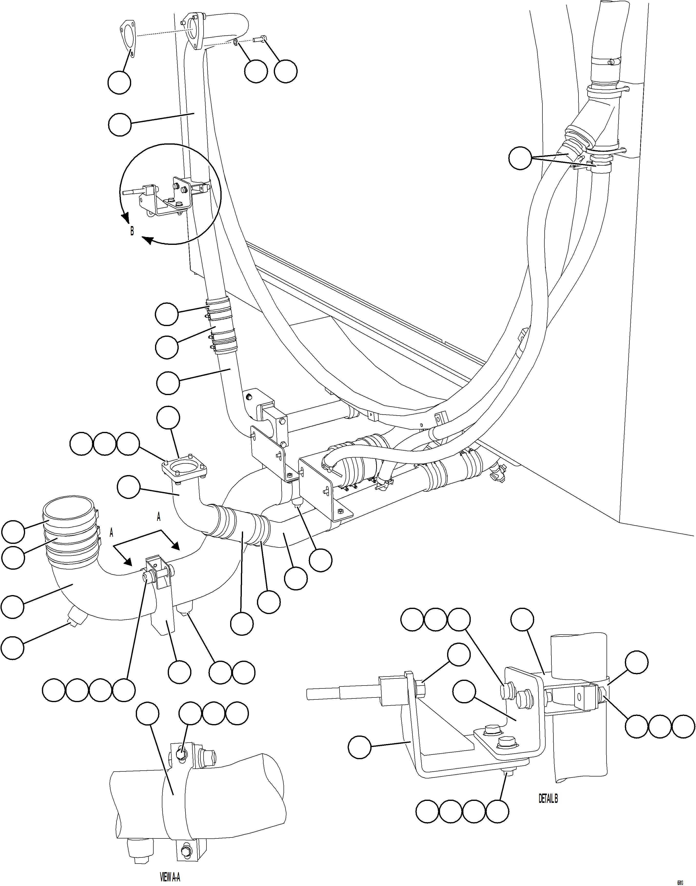 Komatsu parts book diagram for AFE77-BL 830E-5 S/N A50167 - A50168  CONUMA COAL: RADIATOR PIPING    3/5