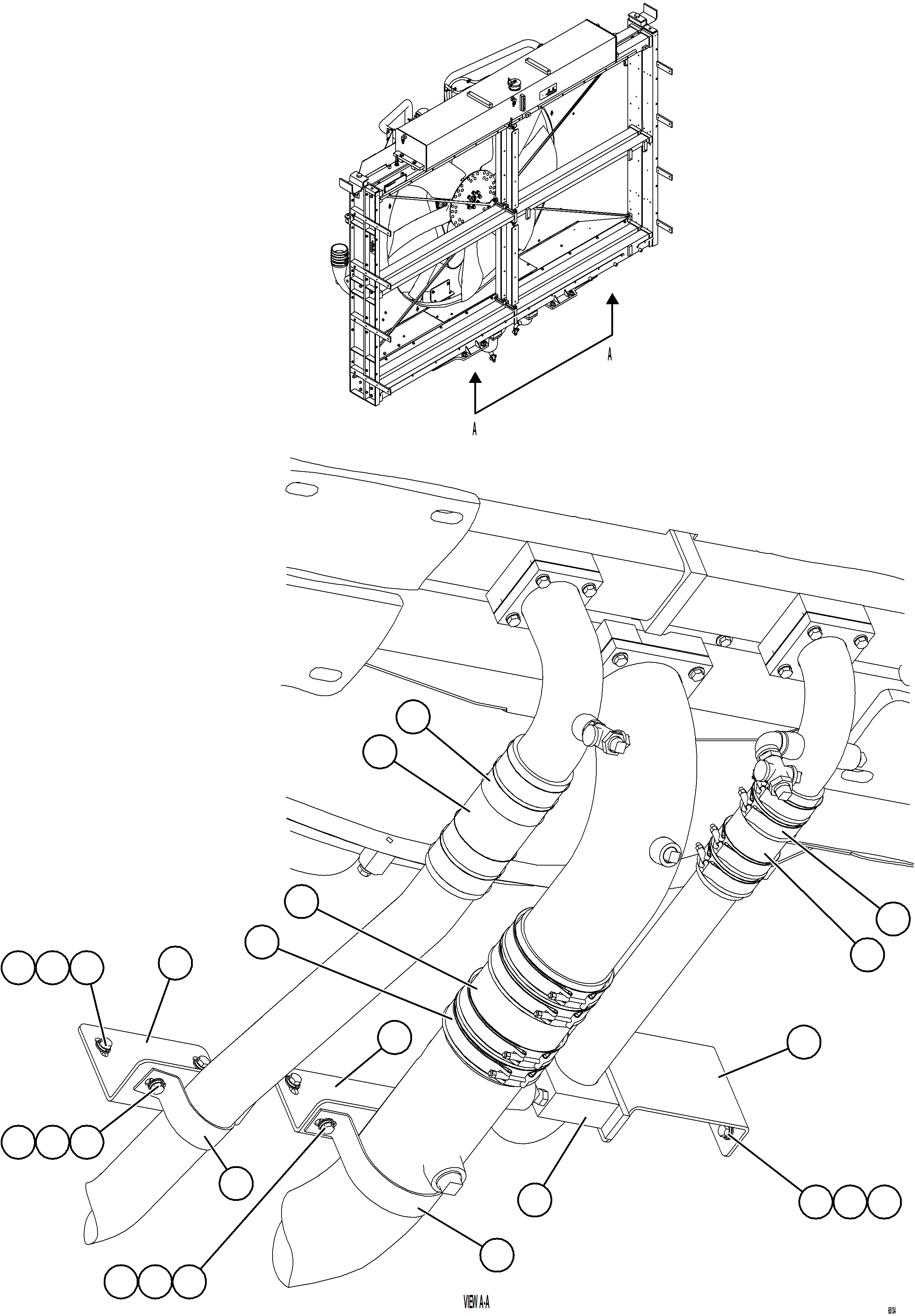 Komatsu parts book diagram for AFE77-BL 830E-5 S/N A50167 - A50168  CONUMA COAL: RADIATOR PIPING    4/5