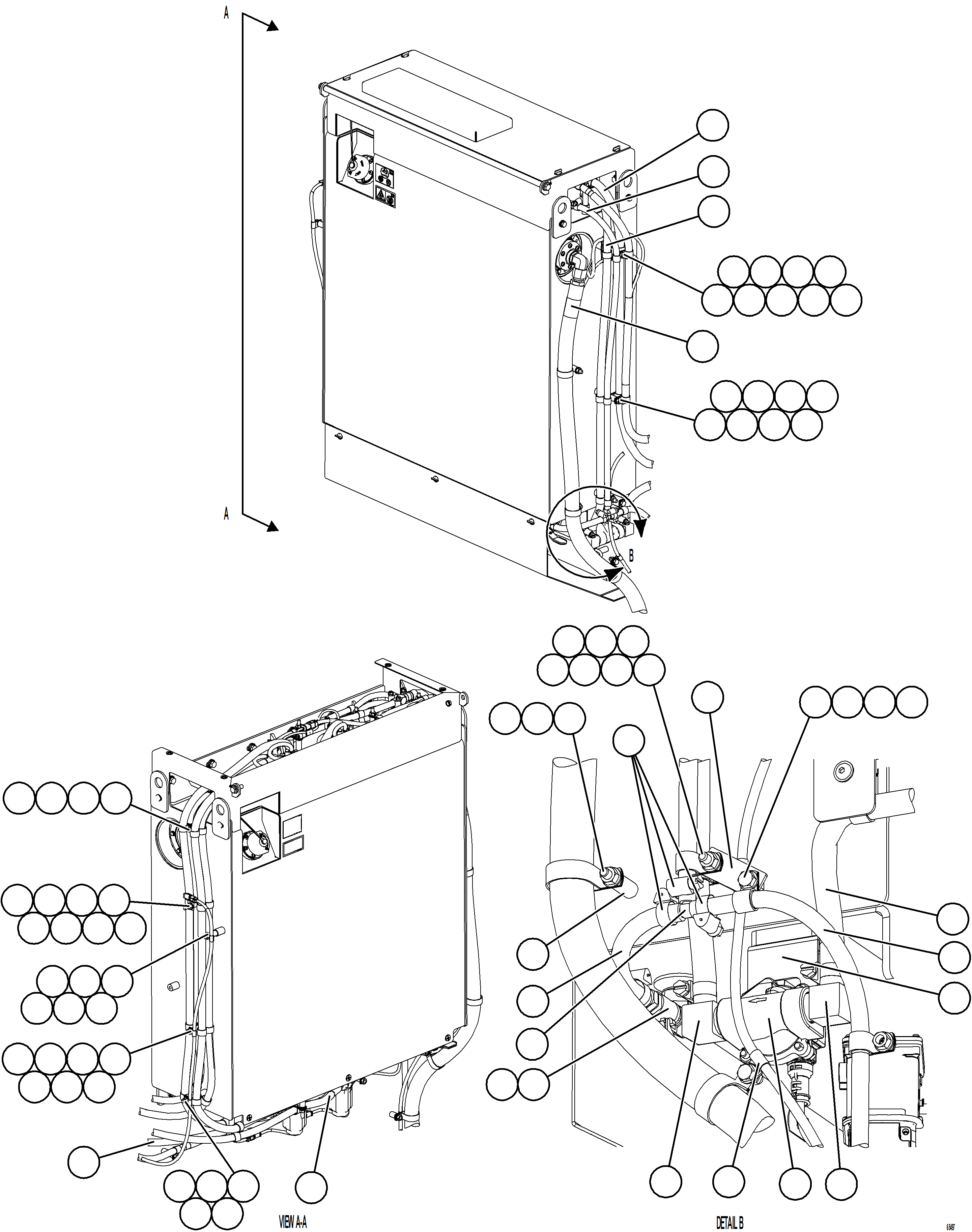 Komatsu parts book diagram for AFE77-BL 830E-5 S/N A50167 - A50168  CONUMA COAL: DEF TANK HOSE CONNECTION - SIDES
