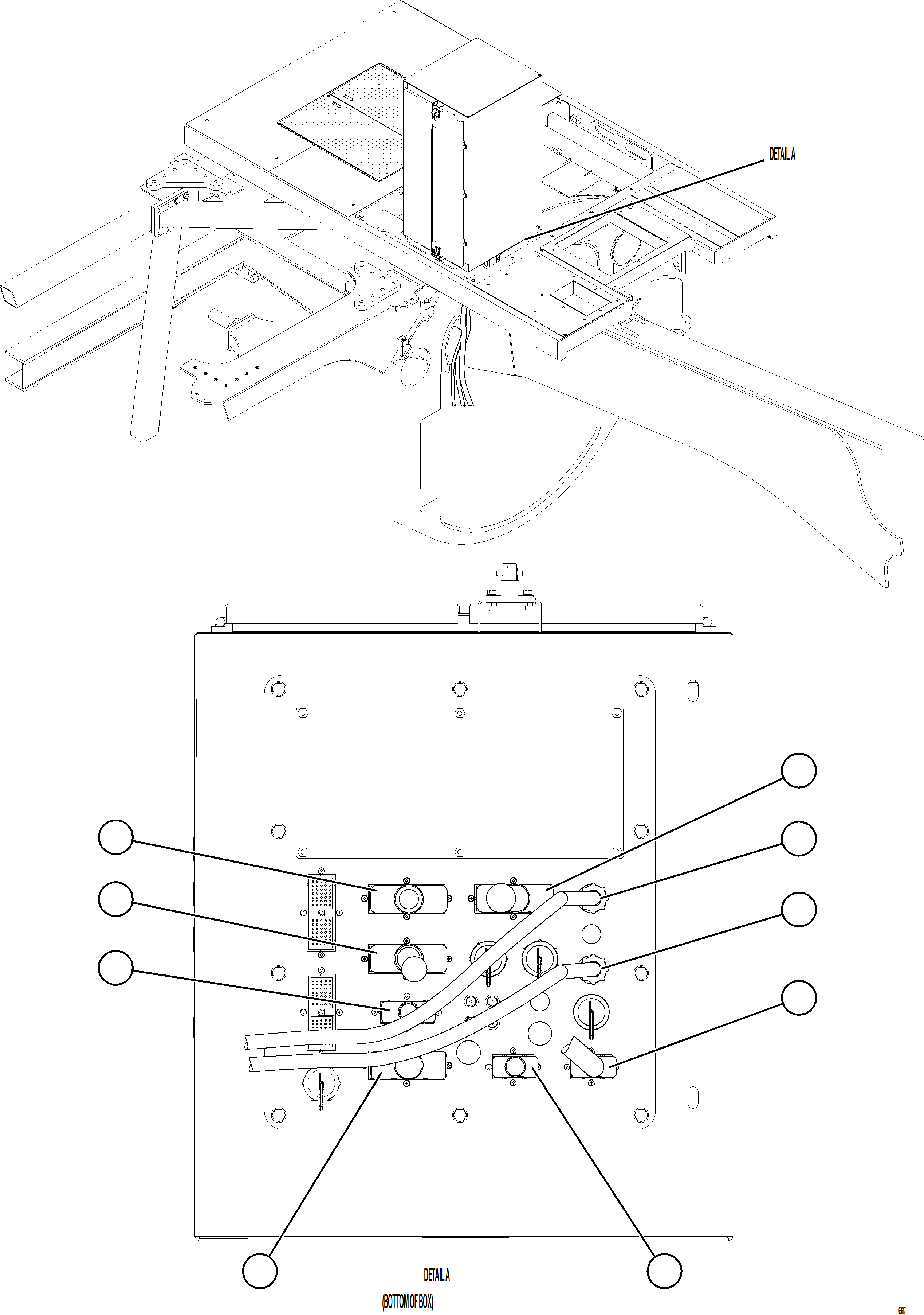 Komatsu parts book diagram for AFE77-BL 830E-5 S/N A50167 - A50168  CONUMA COAL: AUX CTRL CBNT CABLE & HARNESS CONNECTIONS    1/3