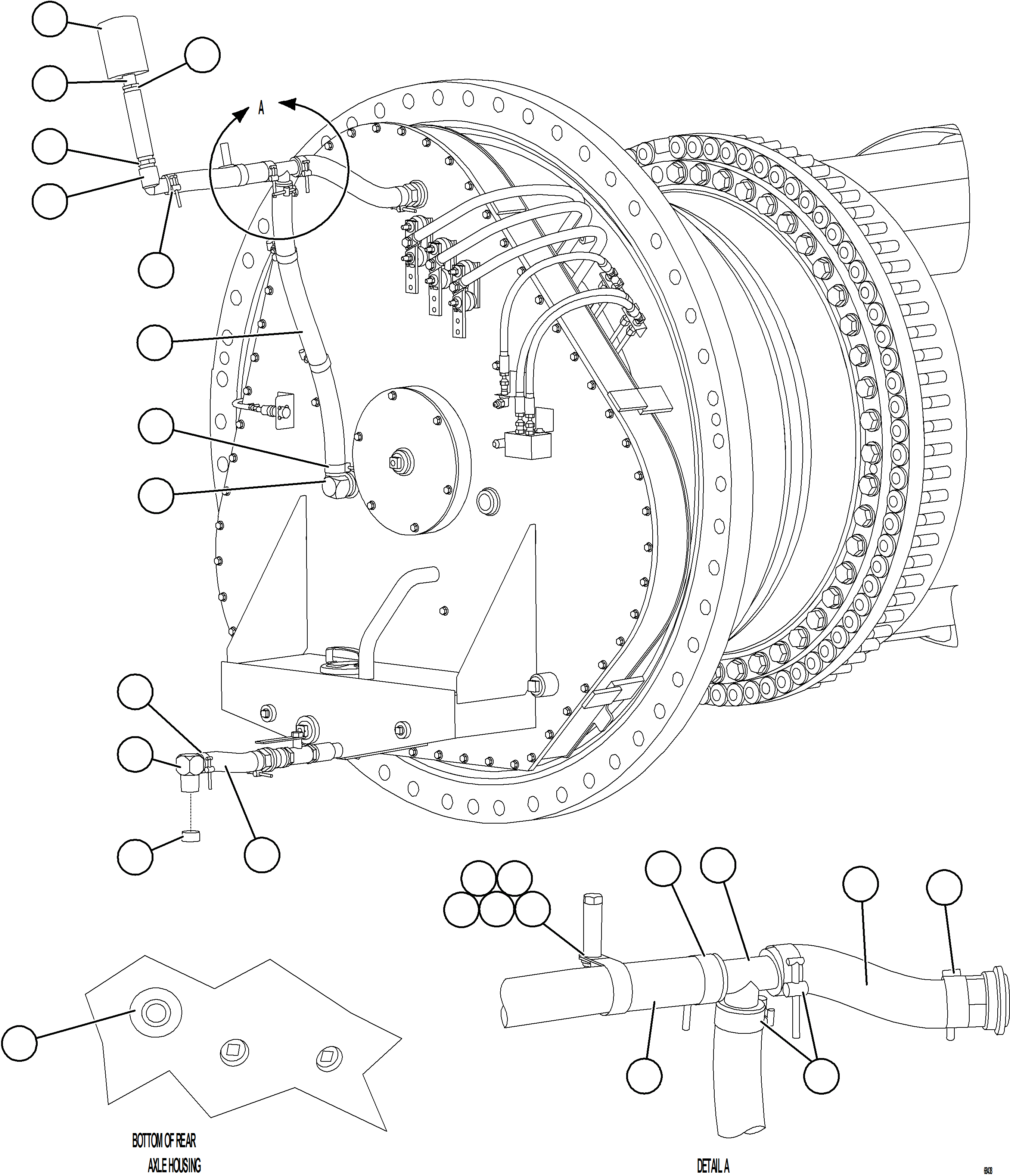 Komatsu parts book diagram for AFE77-BL 830E-5 S/N A50167 - A50168  CONUMA COAL: WHEEL MOTOR PIPING