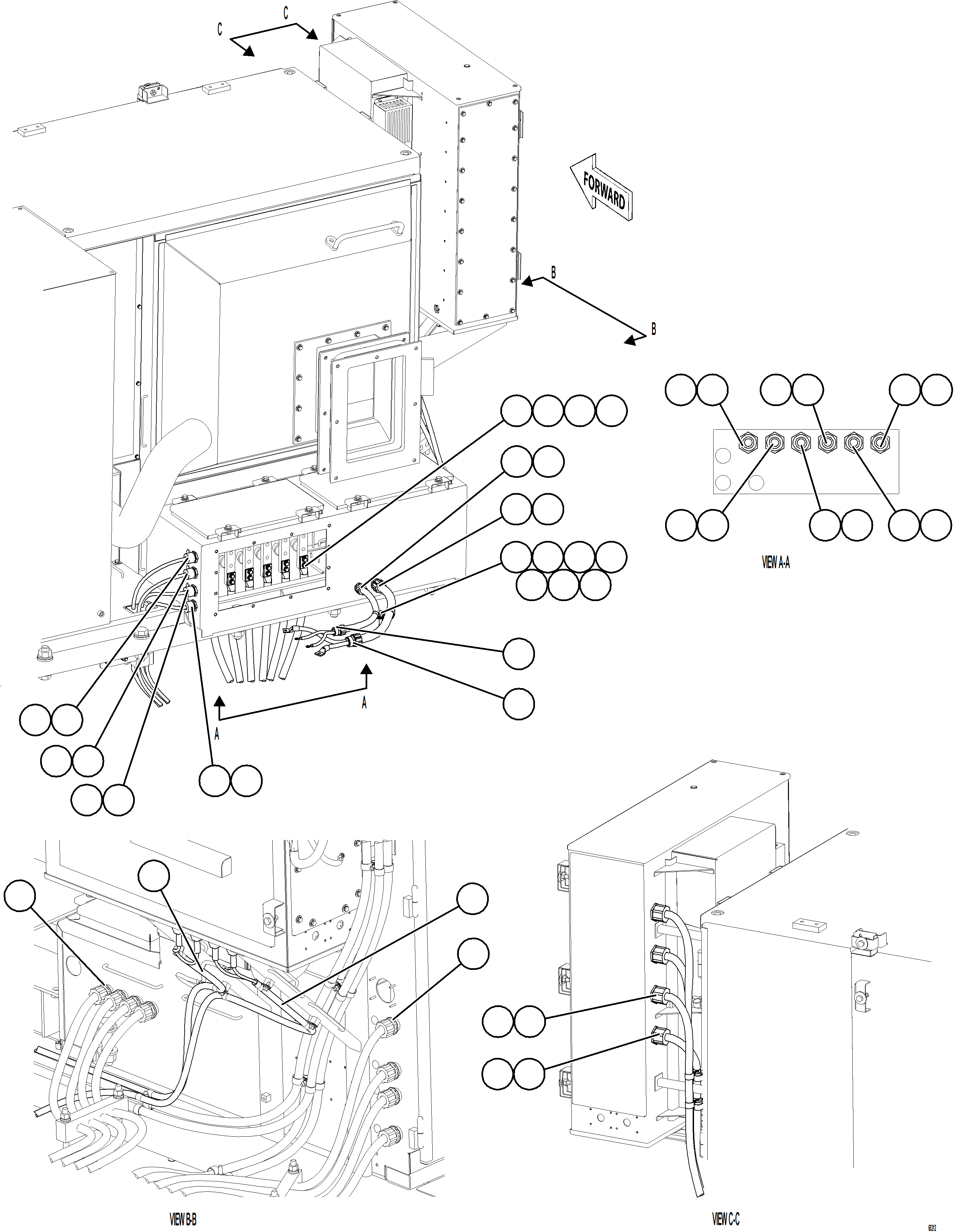 Komatsu parts book diagram for AFE77-BL 830E-5 S/N A50167 - A50168  CONUMA COAL: CONTROL CABINET EXTERNAL WIRING - AUX BLOWERS  1/2