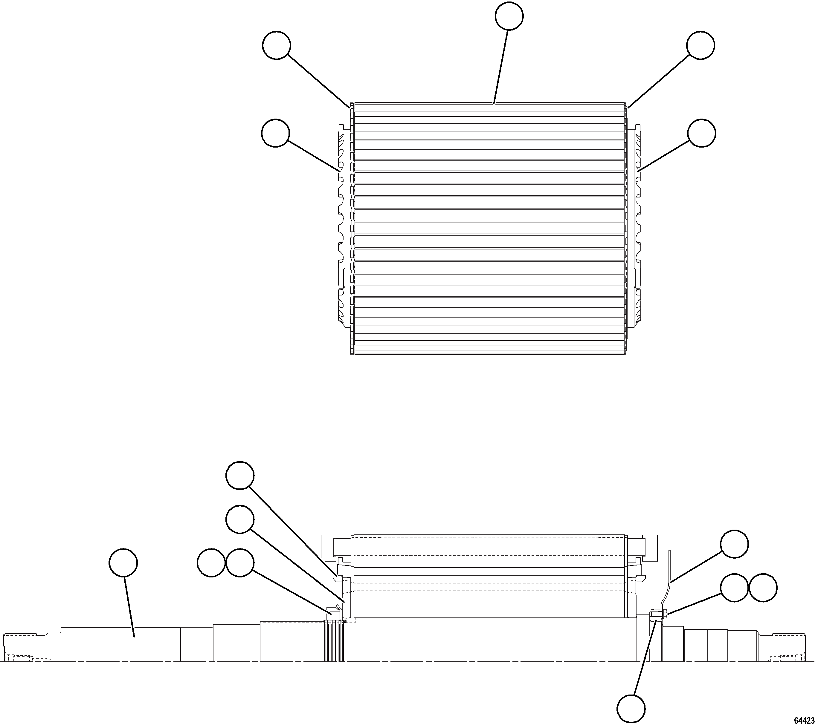 Komatsu parts book diagram for AFE77-BL 830E-5 S/N A50167 - A50168  CONUMA COAL: WHEEL MOTOR ROTOR ASSEMBLY    XA6114