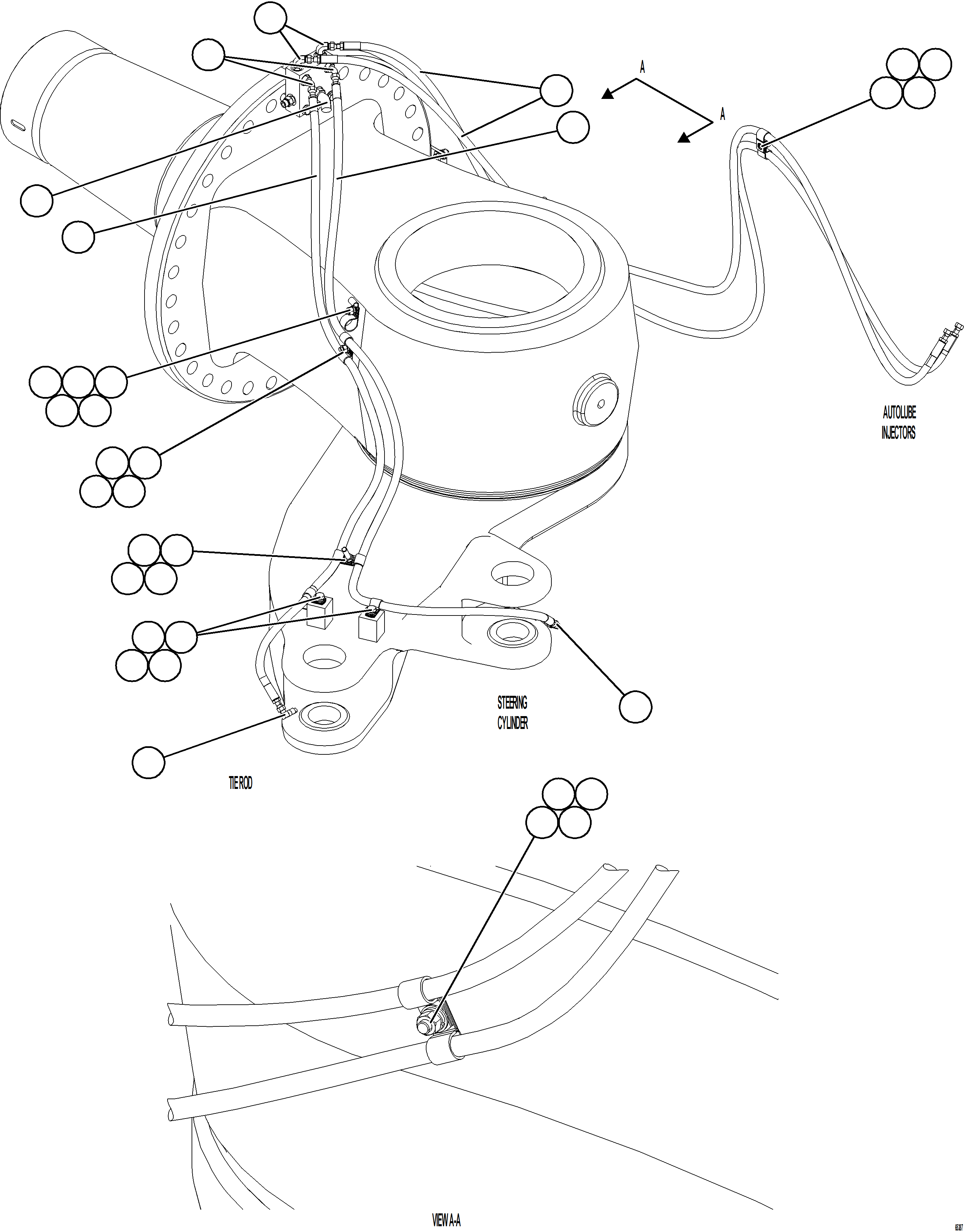 Komatsu parts book diagram for AFE77-BL 830E-5 S/N A50167 - A50168  CONUMA COAL: FRONT BRAKE JUNCTION VALVE PIPING    2/2