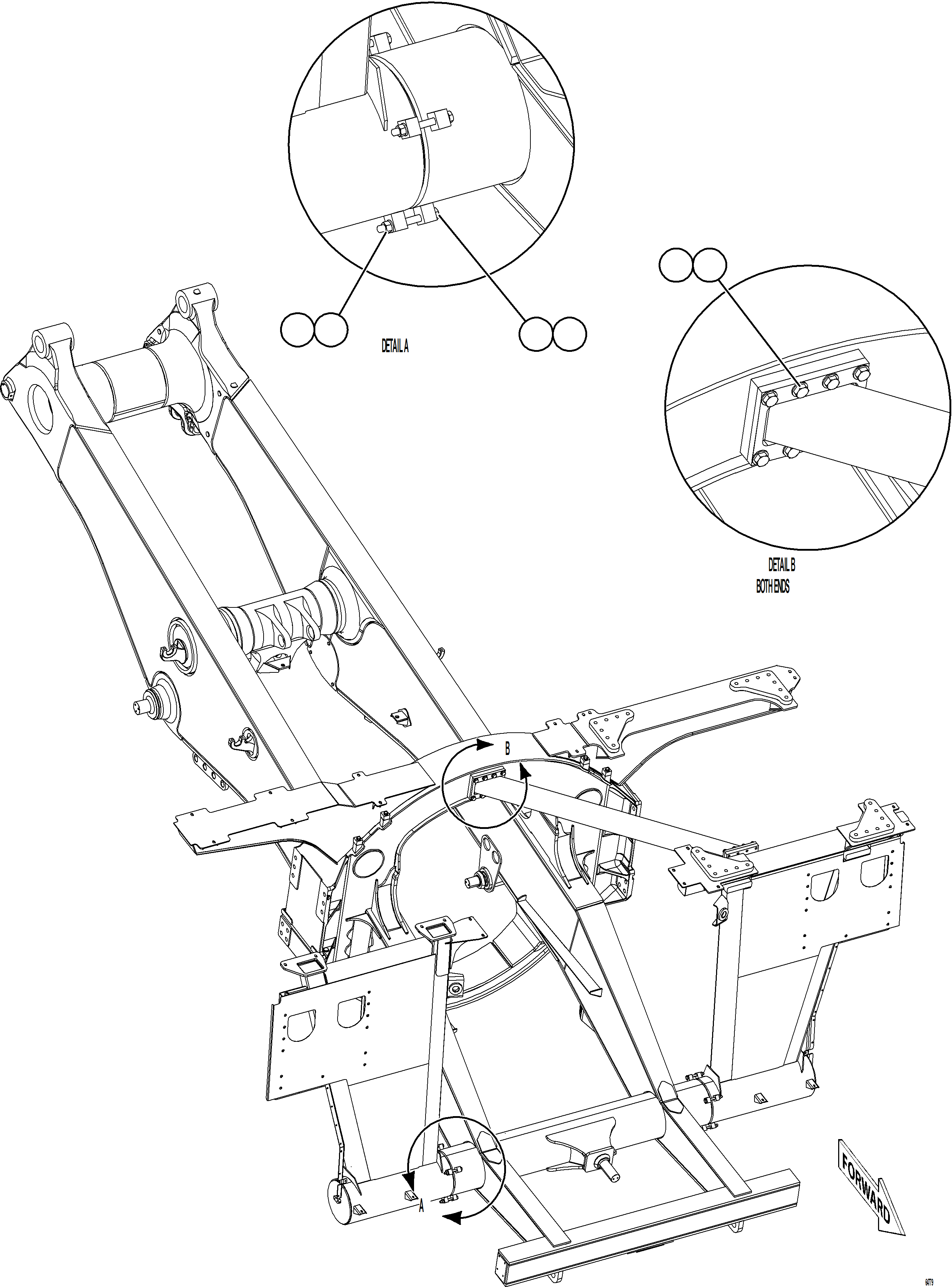 Komatsu parts book diagram for AFE77-BL 830E-5 S/N A50167 - A50168  CONUMA COAL: FRAME & UPRIGHTS    2/2