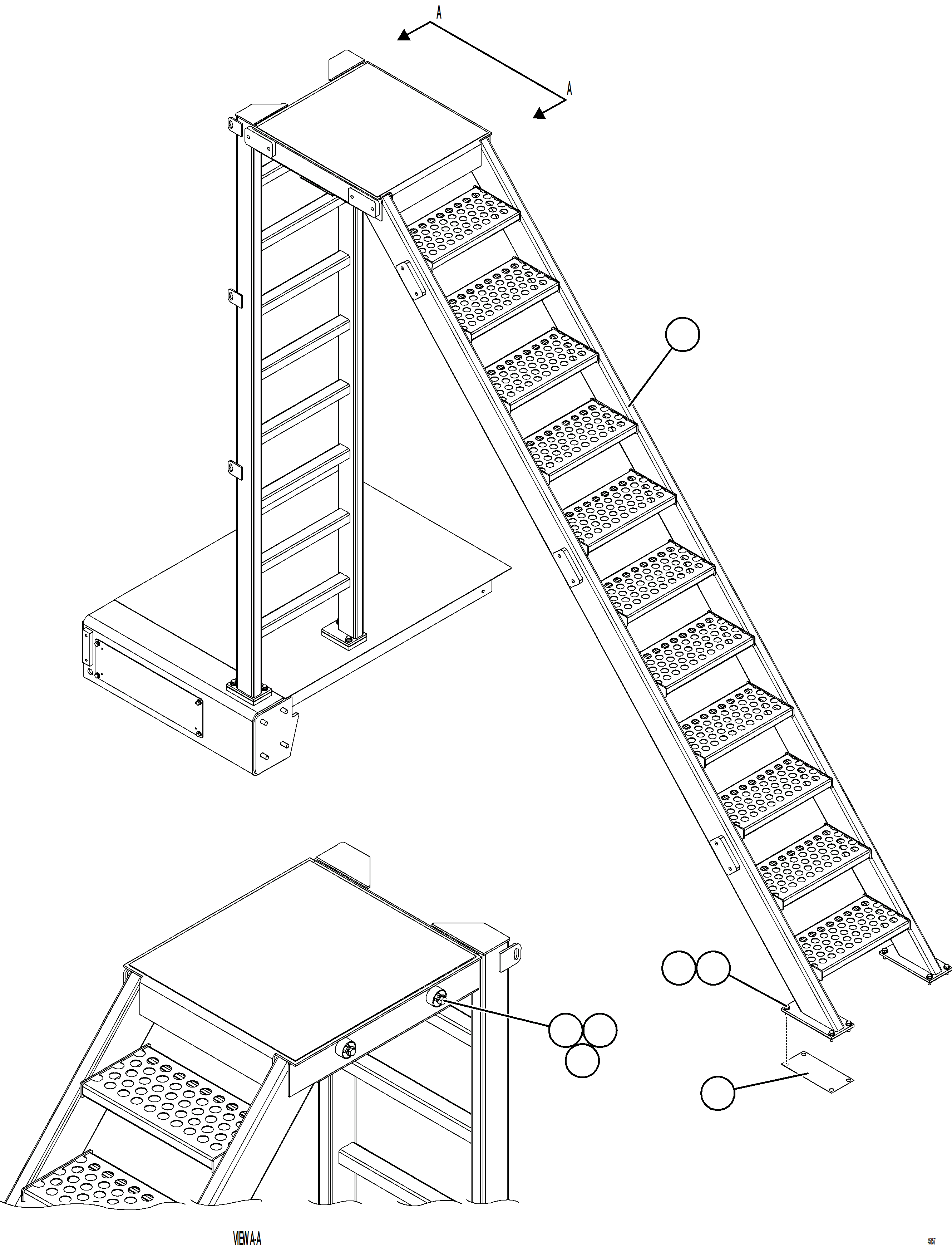Komatsu parts book diagram for AFE77-BL 830E-5 S/N A50167 - A50168  CONUMA COAL: DIAGONAL LADDER INSTALLATION