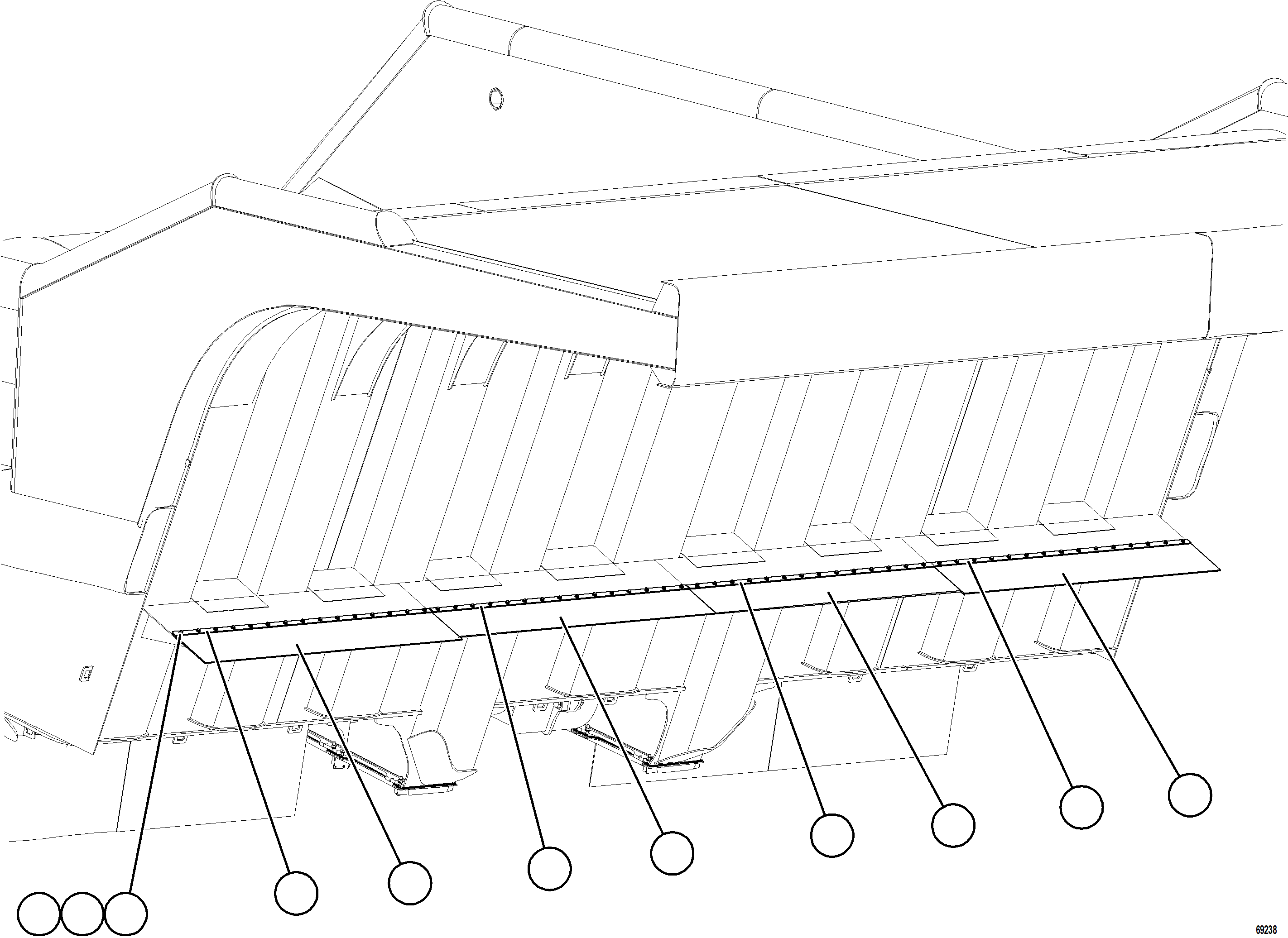 Komatsu parts book diagram for AFE77-BL 830E-5 S/N A50167 - A50168  CONUMA COAL: DUMP BODY MUD FLAPS    2/2