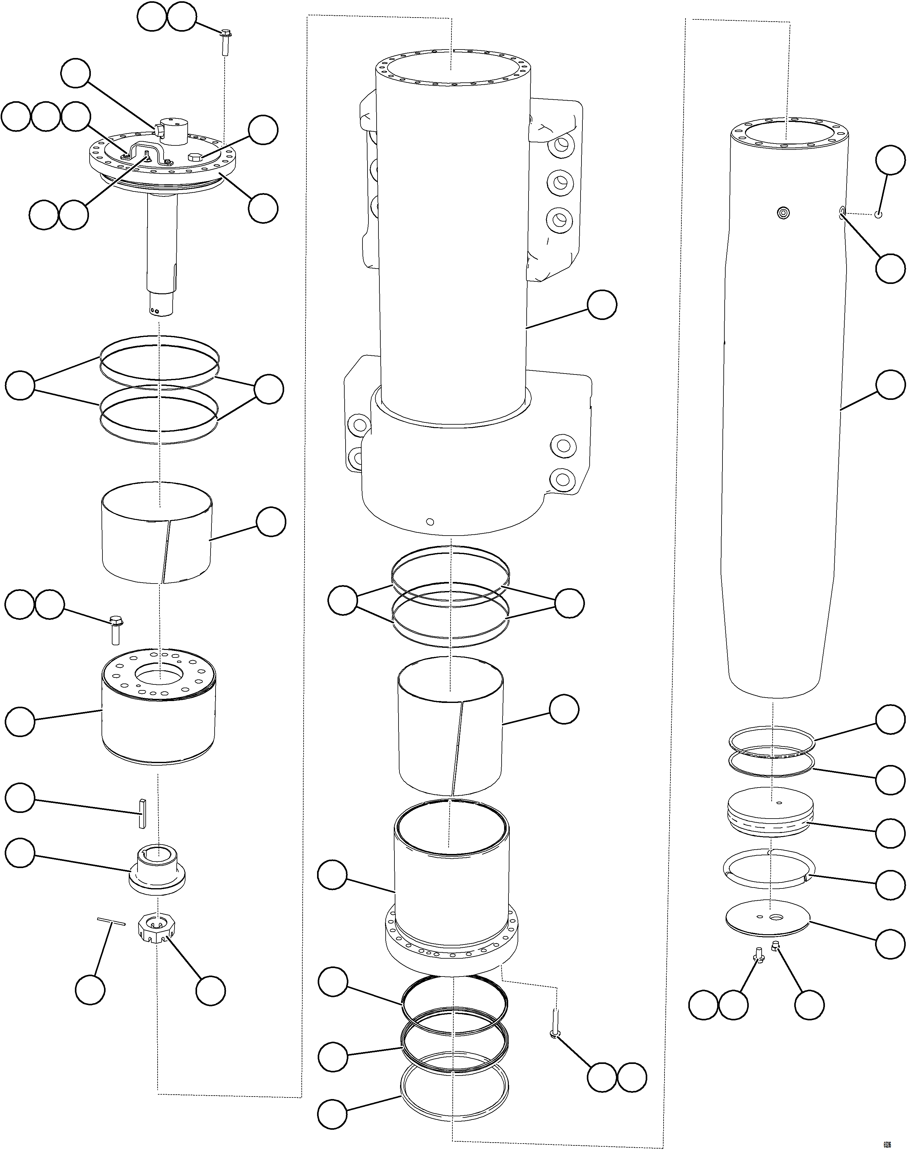 Komatsu parts book diagram for AFE77-BL 830E-5 S/N A50167 - A50168  CONUMA COAL: FRONT SUSPENSION ASSEMBLY (CW)    58E-50-00801