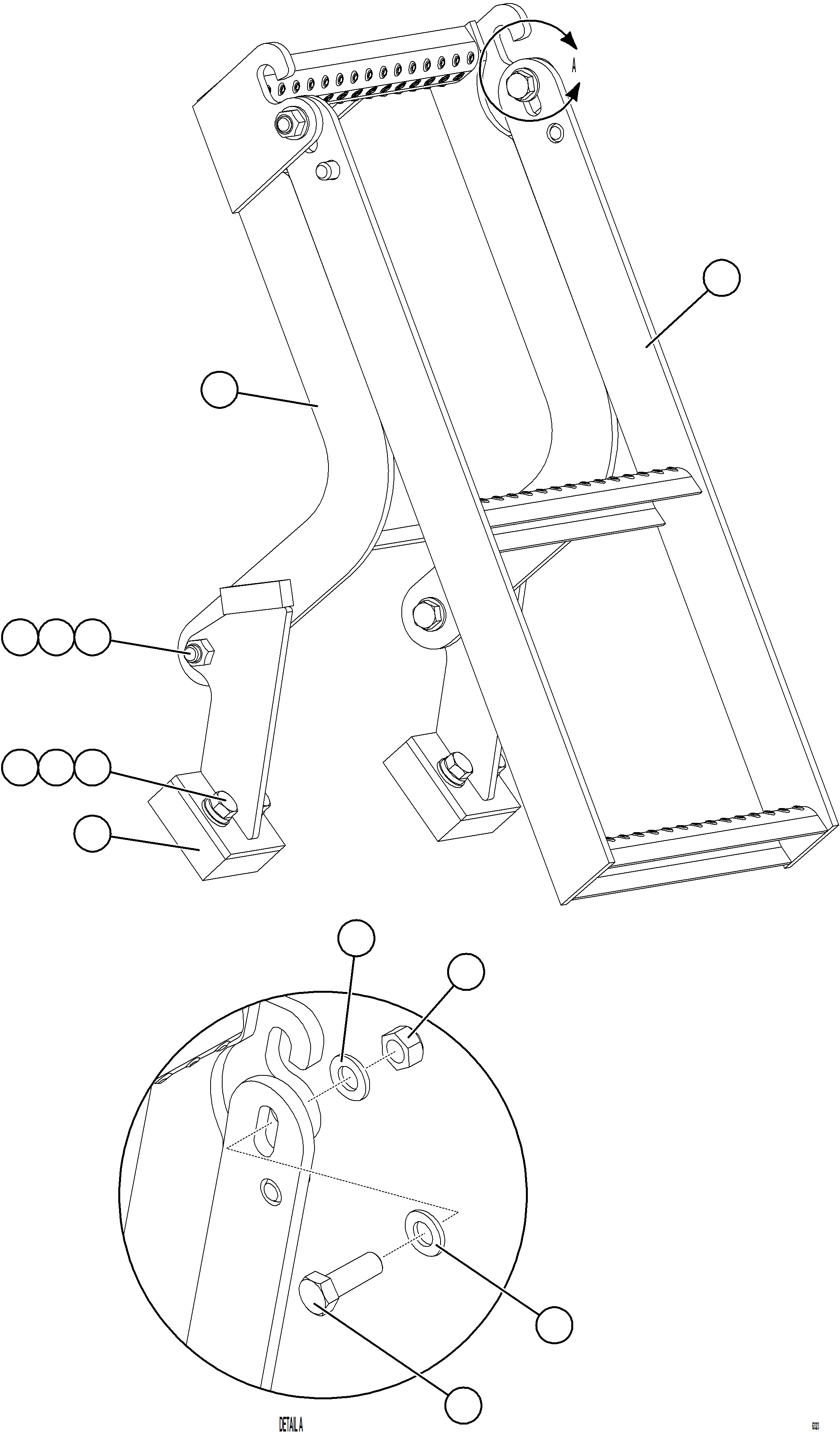 Komatsu parts book diagram for AFE77-BL 830E-5 S/N A50167 - A50168  CONUMA COAL: REAR AXLE HOUSING LADDER