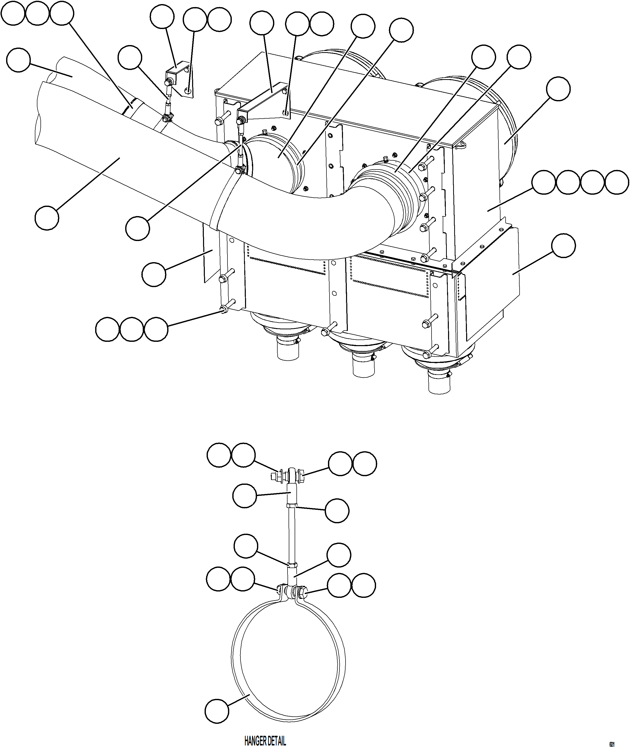 Dump Trucks Komatsu / AFE NEW / AFE77-BP 830E-5 S/N A50187, A50192 - A50193  KAL / STOCK(afe77-bp) / AIR CLEANER PIPING & INSTALLATION - RH    2/2(B-012 : 65211)
