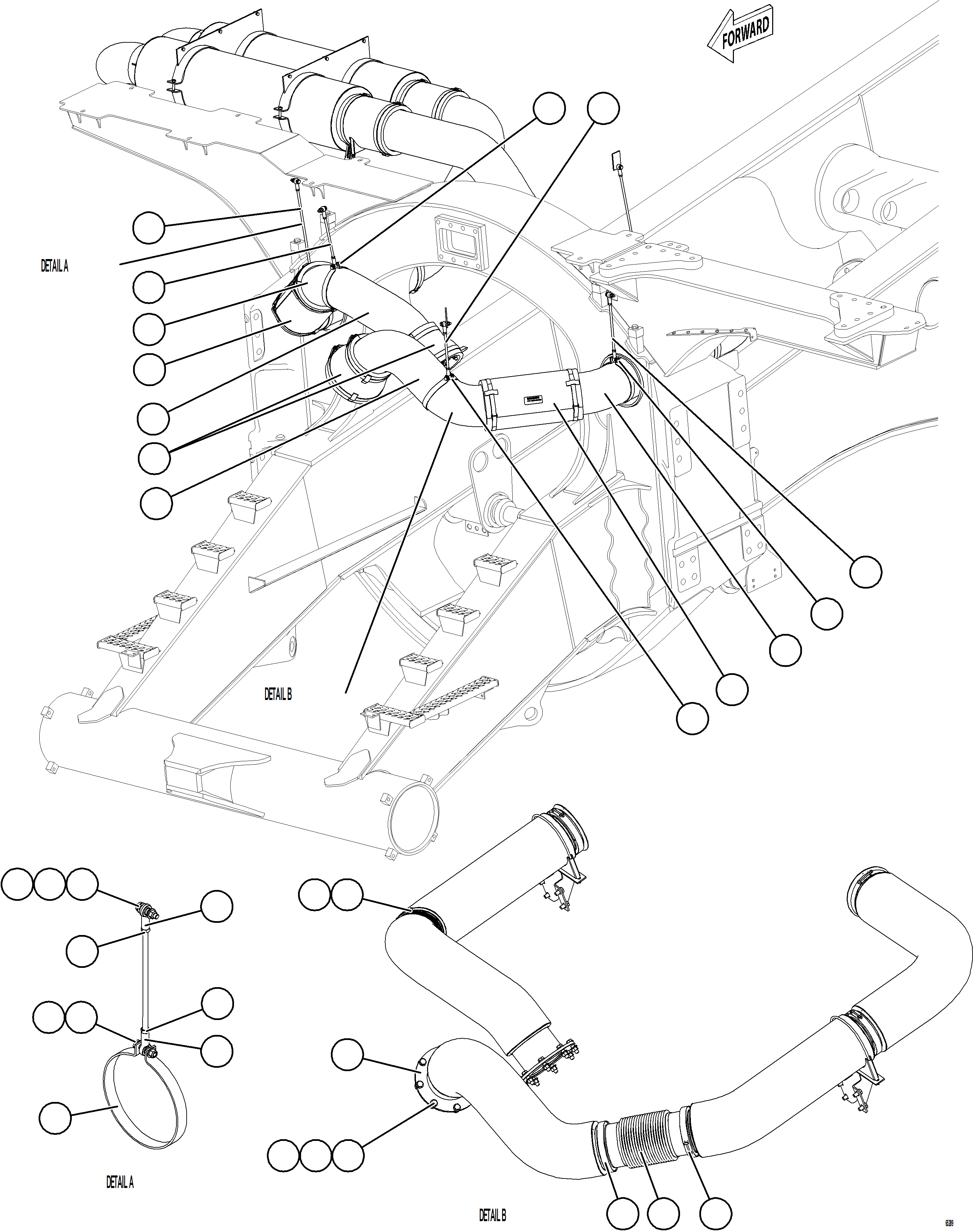 Dump Trucks Komatsu / AFE NEW / AFE77-BQ 830E-5 S/N A50198 - A50199, A50203 - A50204  KAL / STOCK(afe77-bq) / EXHAUST PIPING - FRONT(B-026 : 65209)
