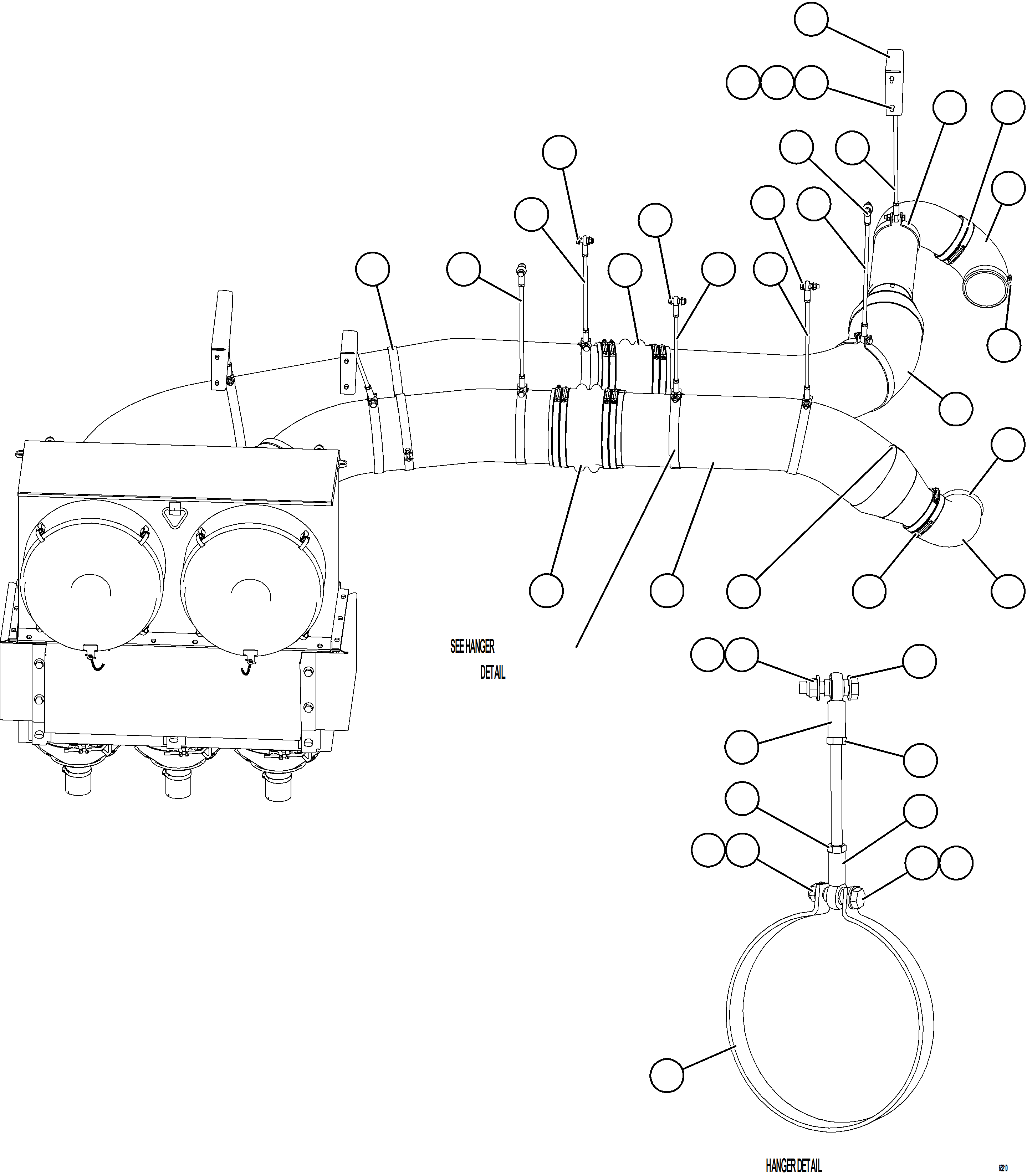 Komatsu parts book diagram for AFE77-BU 830E-5 S/N A50216 - A50217  KCH: AIR CLEANER PIPING & INSTALLATION - RH    1/2