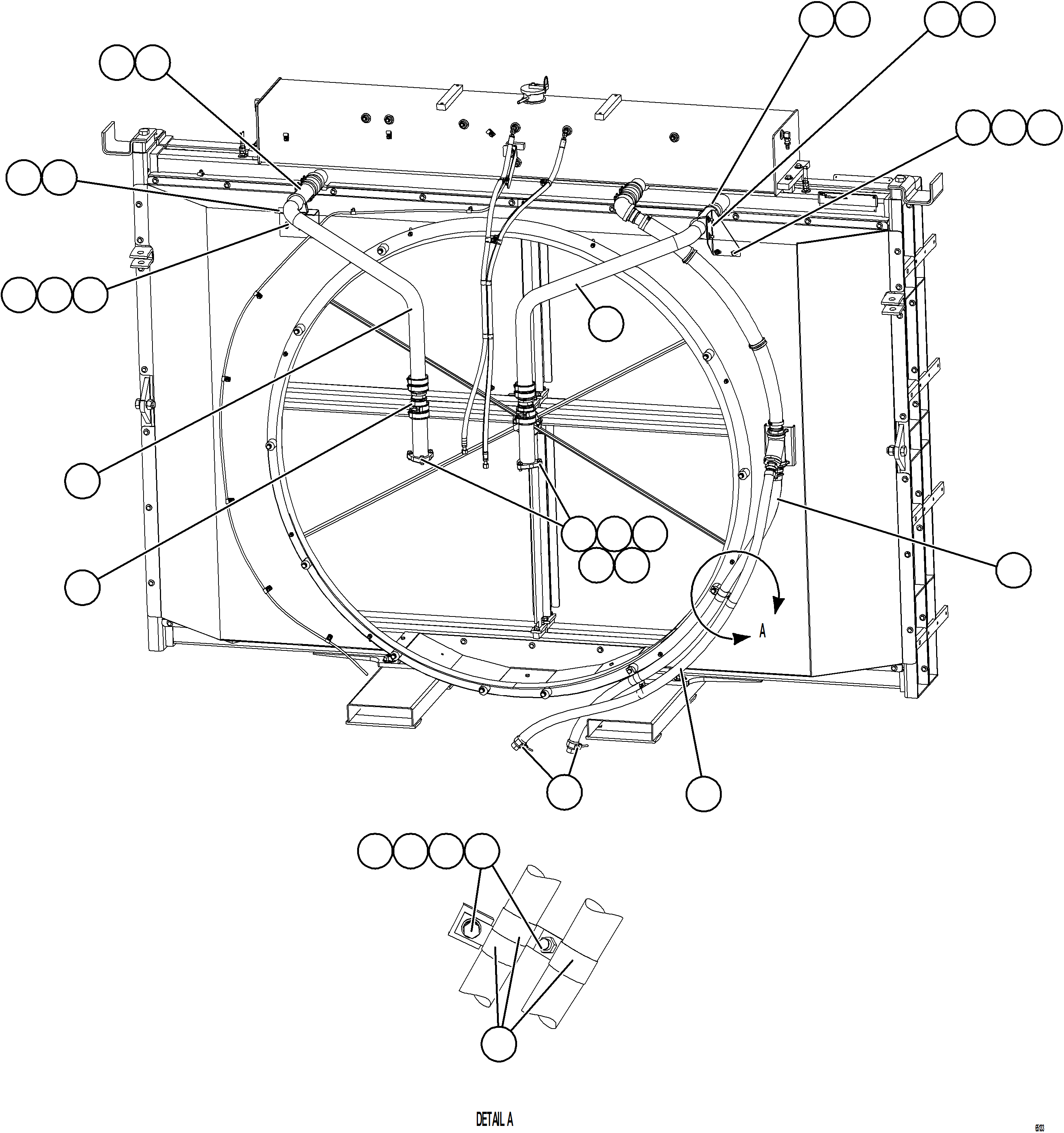 Komatsu parts book diagram for AFE77-BU 830E-5 S/N A50216 - A50217  KCH: RADIATOR PIPING    2/5