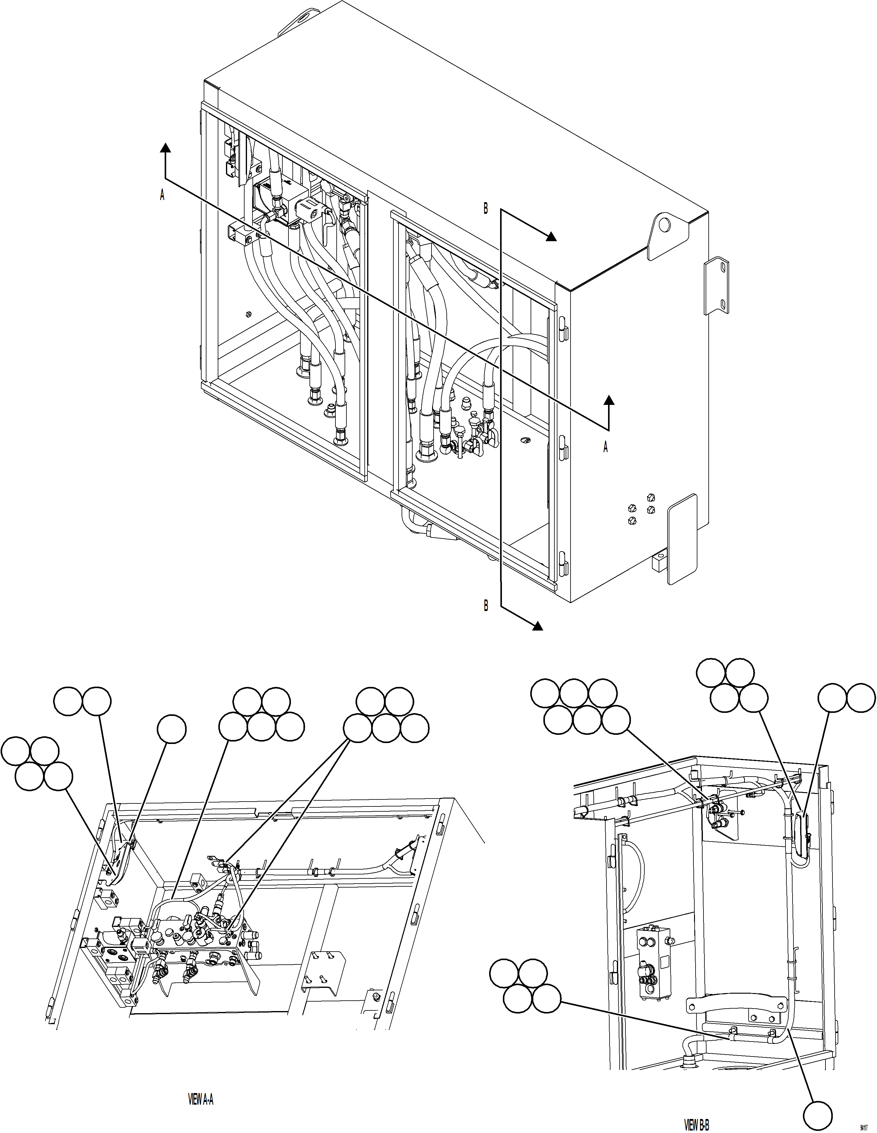 Komatsu parts book diagram for AFE77-BU 830E-5 S/N A50216 - A50217  KCH: HYDRAULIC BRAKE CABINET INTERNAL WIRING