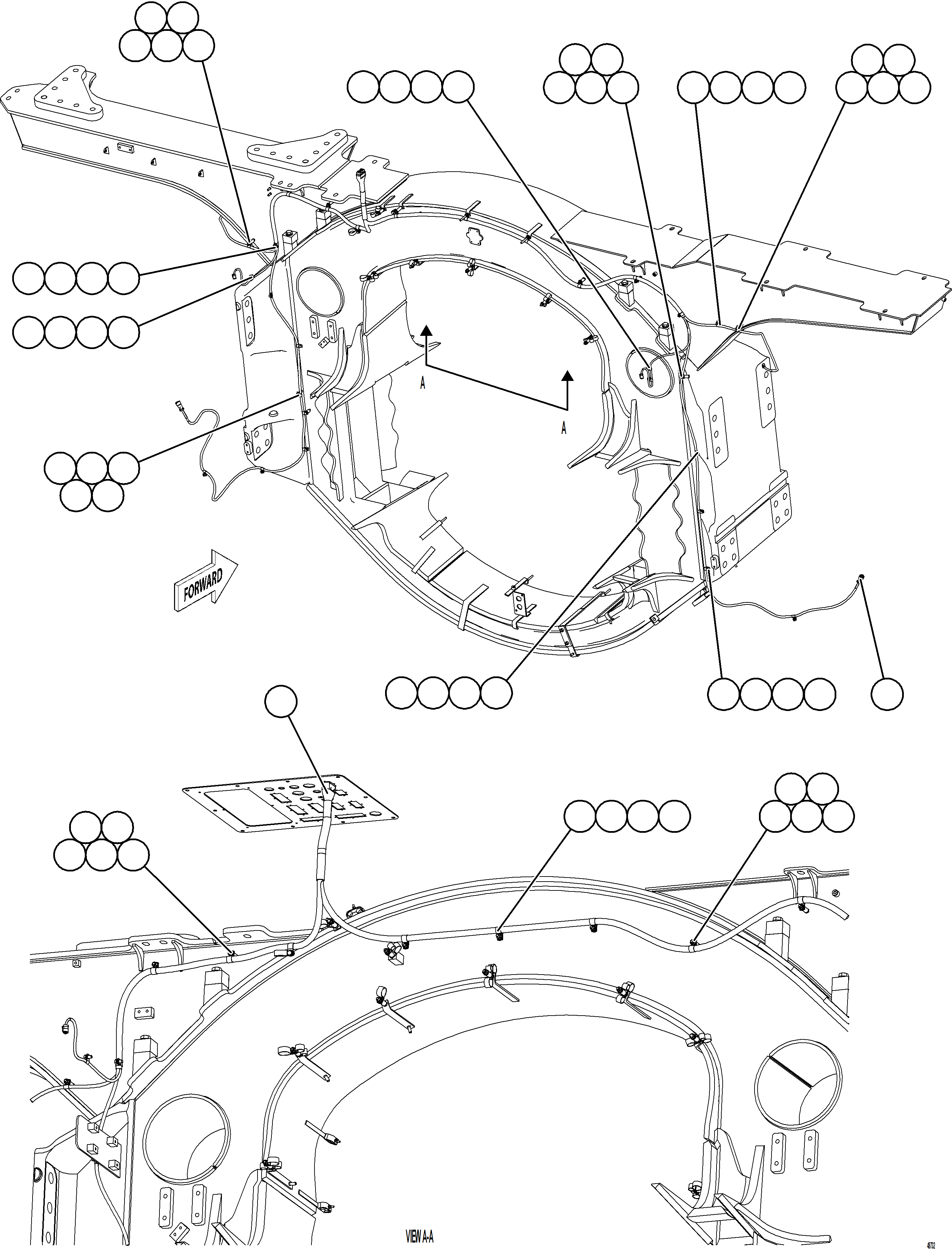 Komatsu parts book diagram for AFE77-BU 830E-5 S/N A50216 - A50217  KCH: FRONT WHEEL SPEED SENSOR WIRING HARNESS