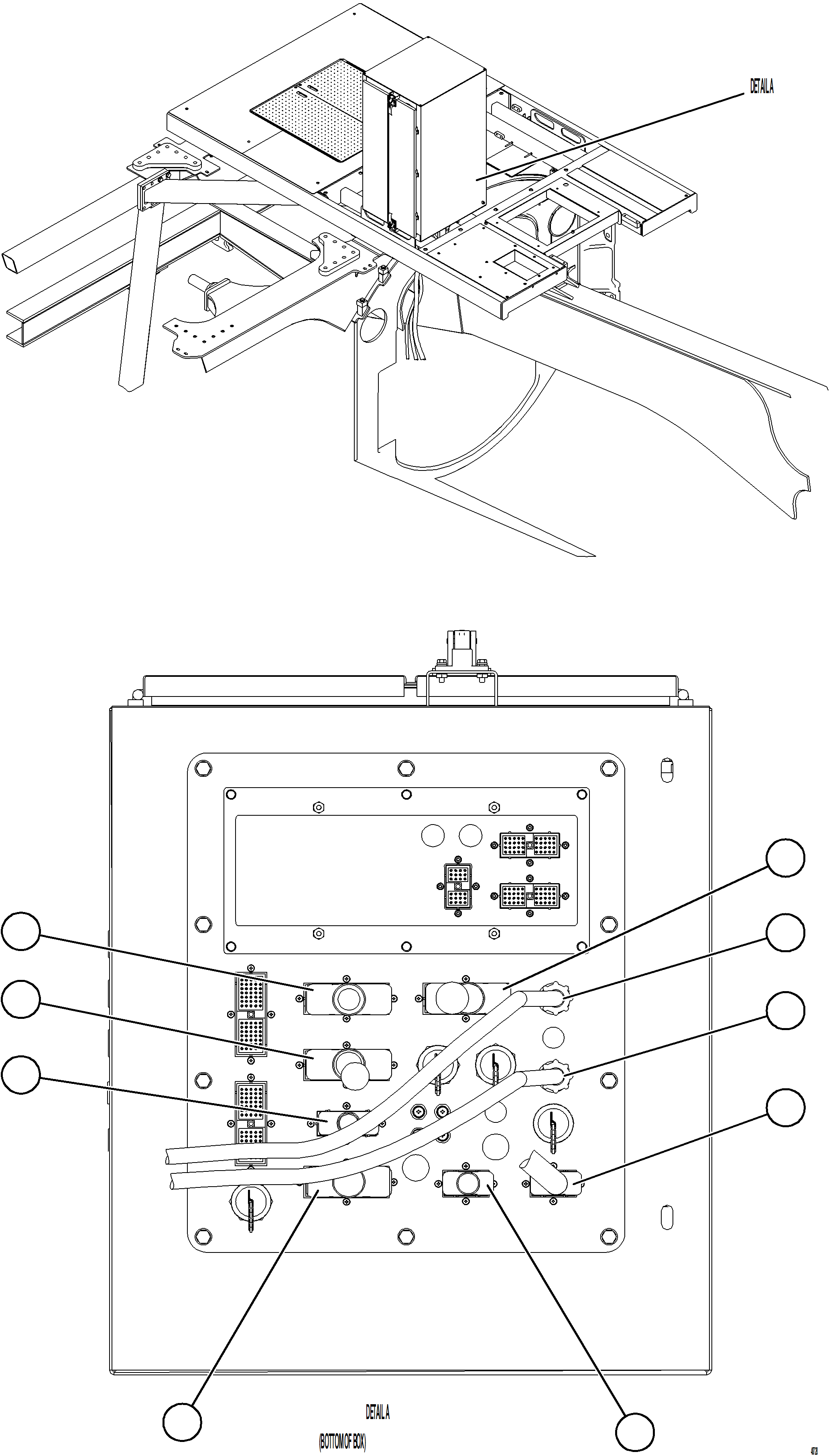 Komatsu parts book diagram for AFE77-BU 830E-5 S/N A50216 - A50217  KCH: AUX CTRL CBNT CABLE & HARNESS CONNECTIONS    1/3