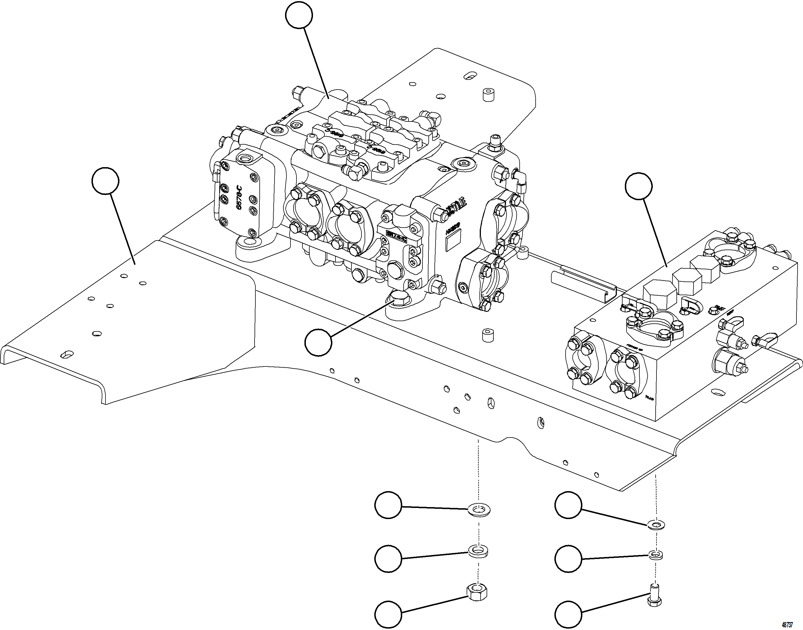 Komatsu parts book diagram for AFE77-BU 830E-5 S/N A50216 - A50217  KCH: HOIST VALVE & OVERCENTER VALVE INSTALLATION