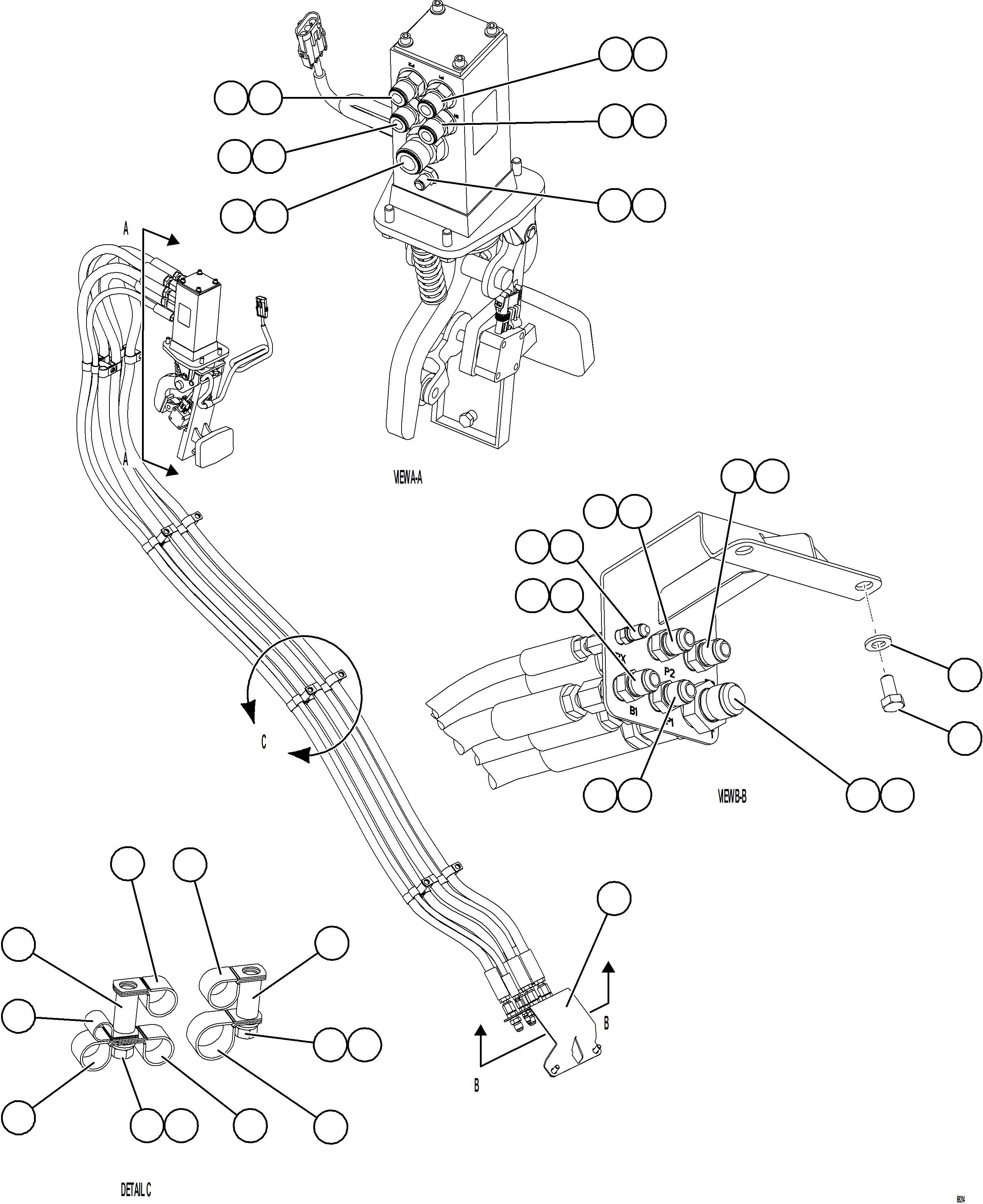 Komatsu parts book diagram for AFE77-BU 830E-5 S/N A50216 - A50217  KCH: BRAKE VALVE PIPING