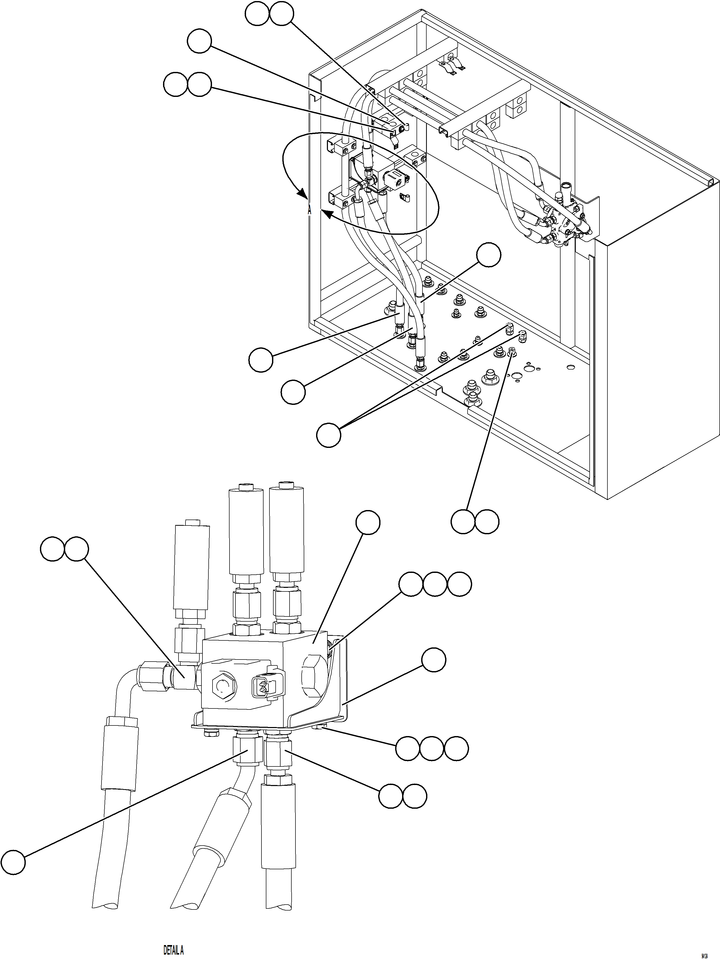 Komatsu parts book diagram for AFE77-BU 830E-5 S/N A50216 - A50217  KCH: HYDR BRAKE CBNT PIPING - HOIST PILOT VALVE 1/2