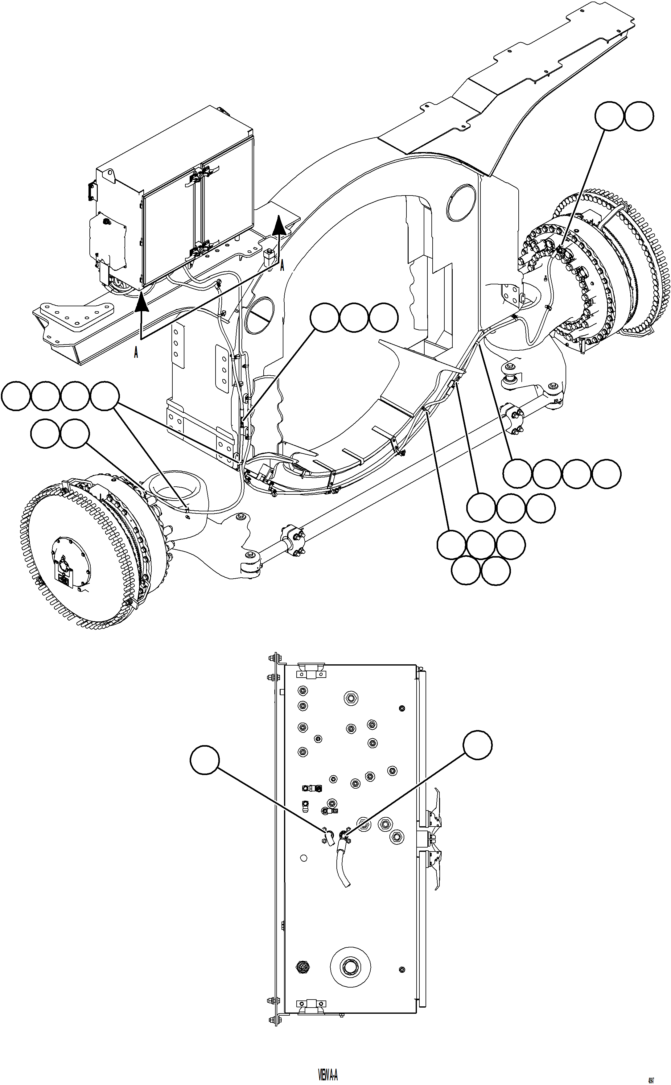 Komatsu parts book diagram for AFE77-BU 830E-5 S/N A50216 - A50217  KCH: FRONT BRAKE APPLY PIPING    1/2