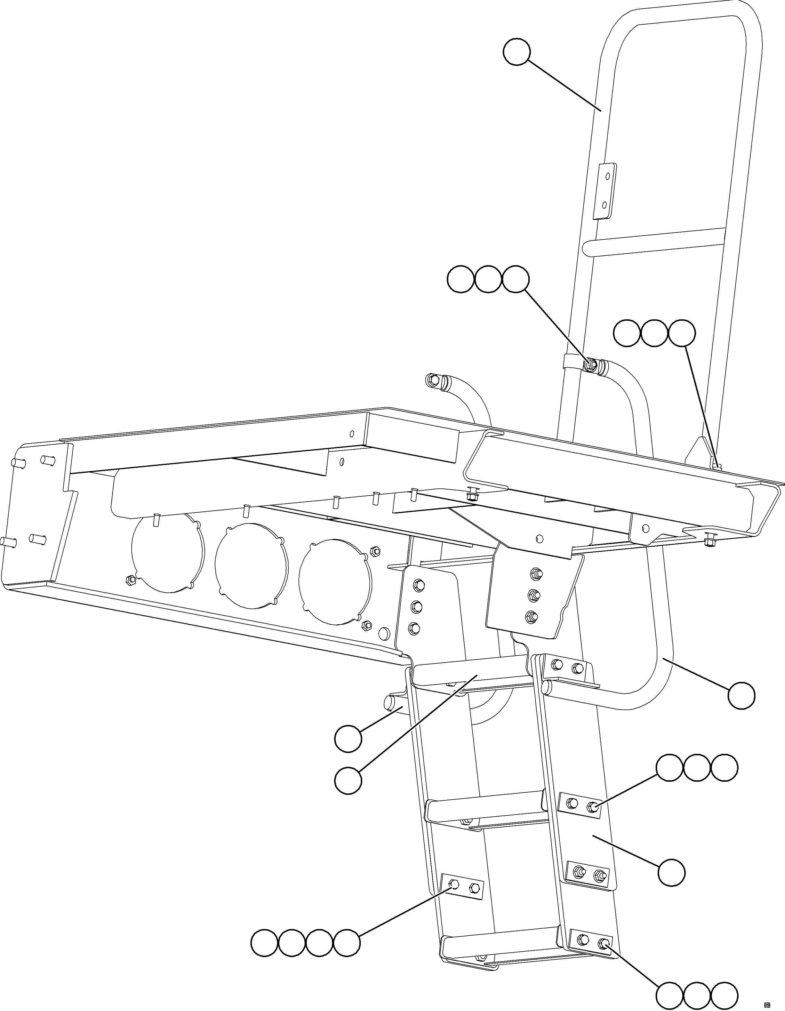 Komatsu parts book diagram for AFE77-BU 830E-5 S/N A50216 - A50217  KCH: RH LOWER PLATFORM STEPS & HANDRAILS