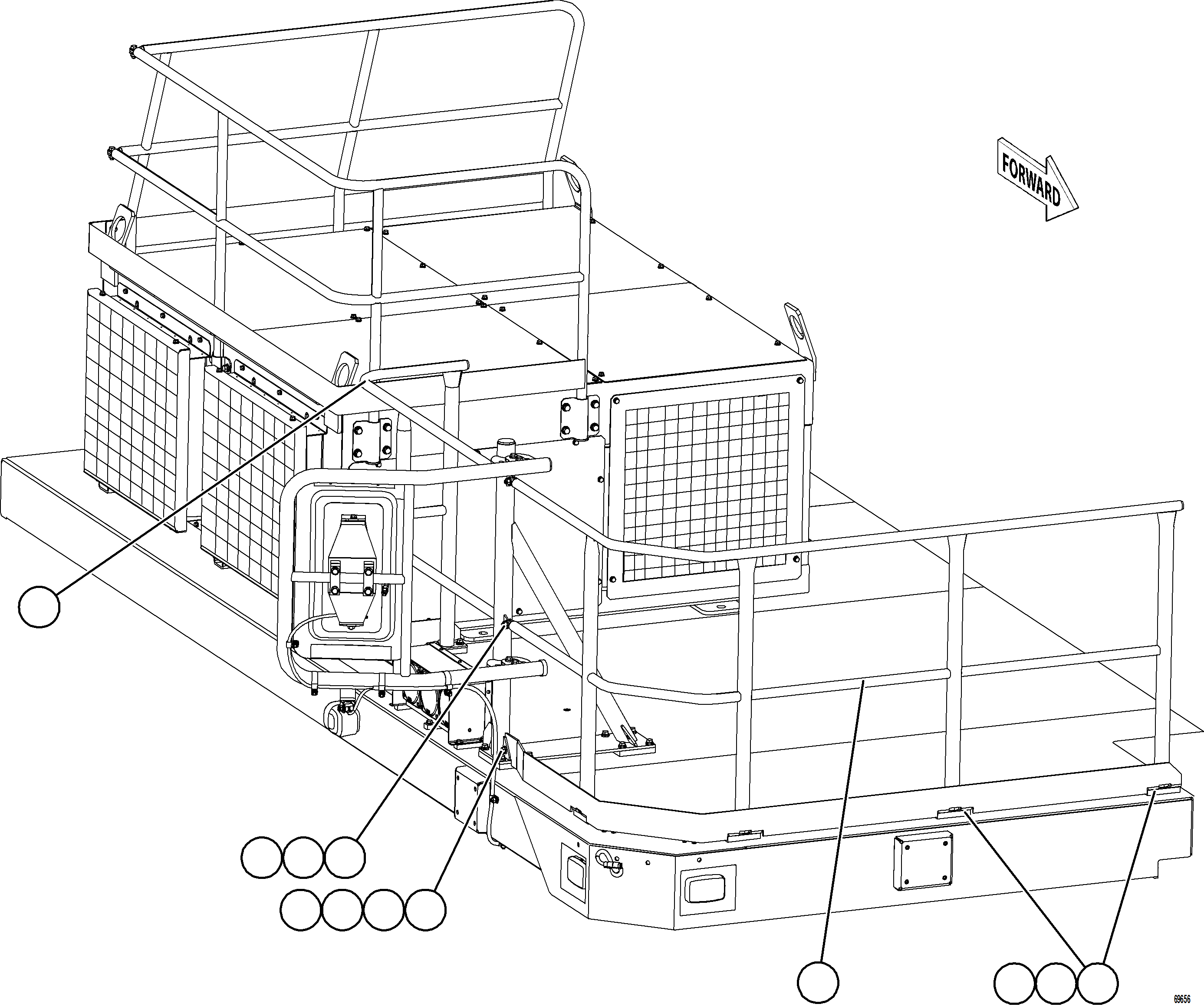 Komatsu parts book diagram for AFE77-BU 830E-5 S/N A50216 - A50217  KCH: RH DECK HANDRAILS
