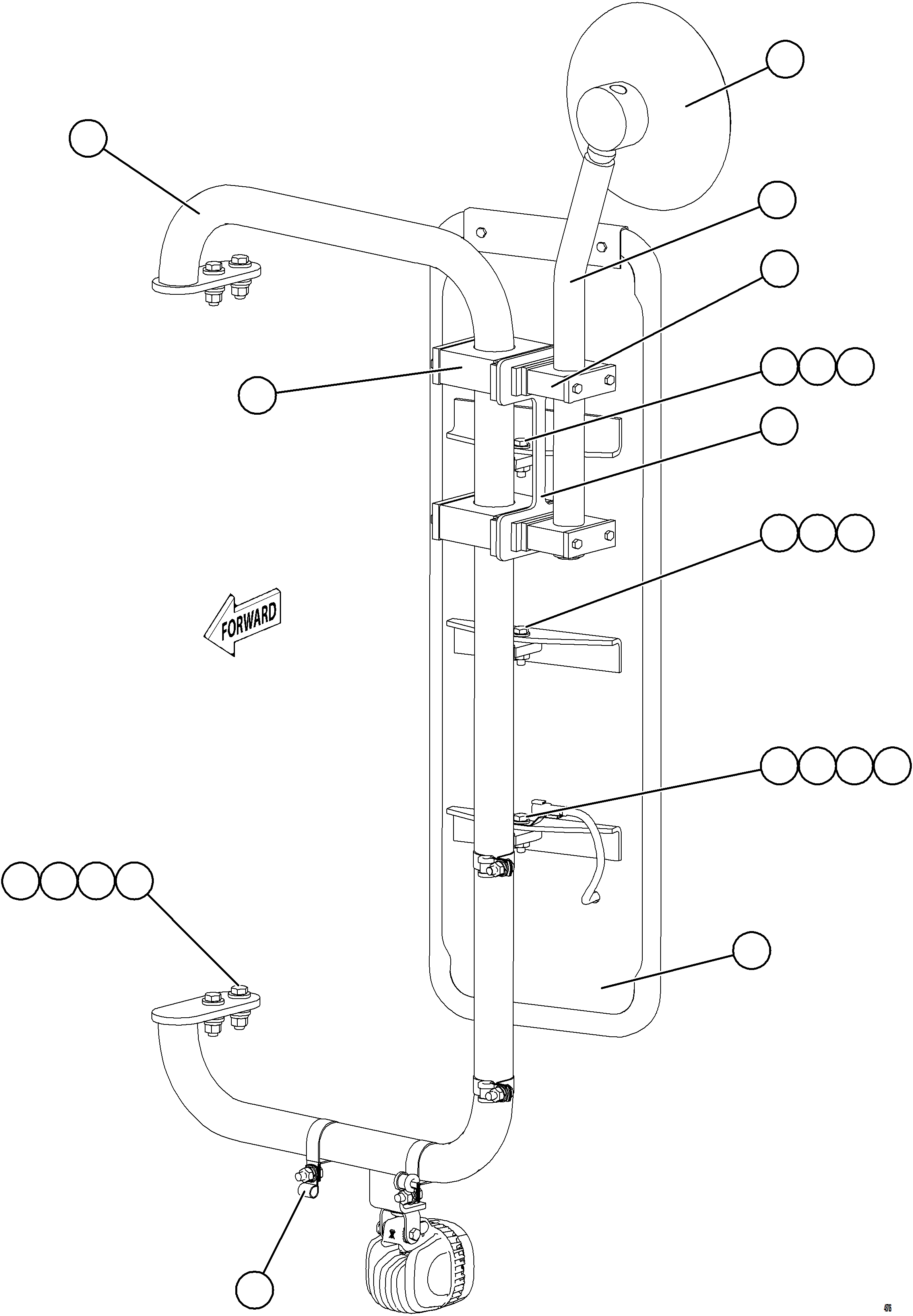 Komatsu parts book diagram for AFE77-BU 830E-5 S/N A50216 - A50217  KCH: LH MIRROR INSTALLATION