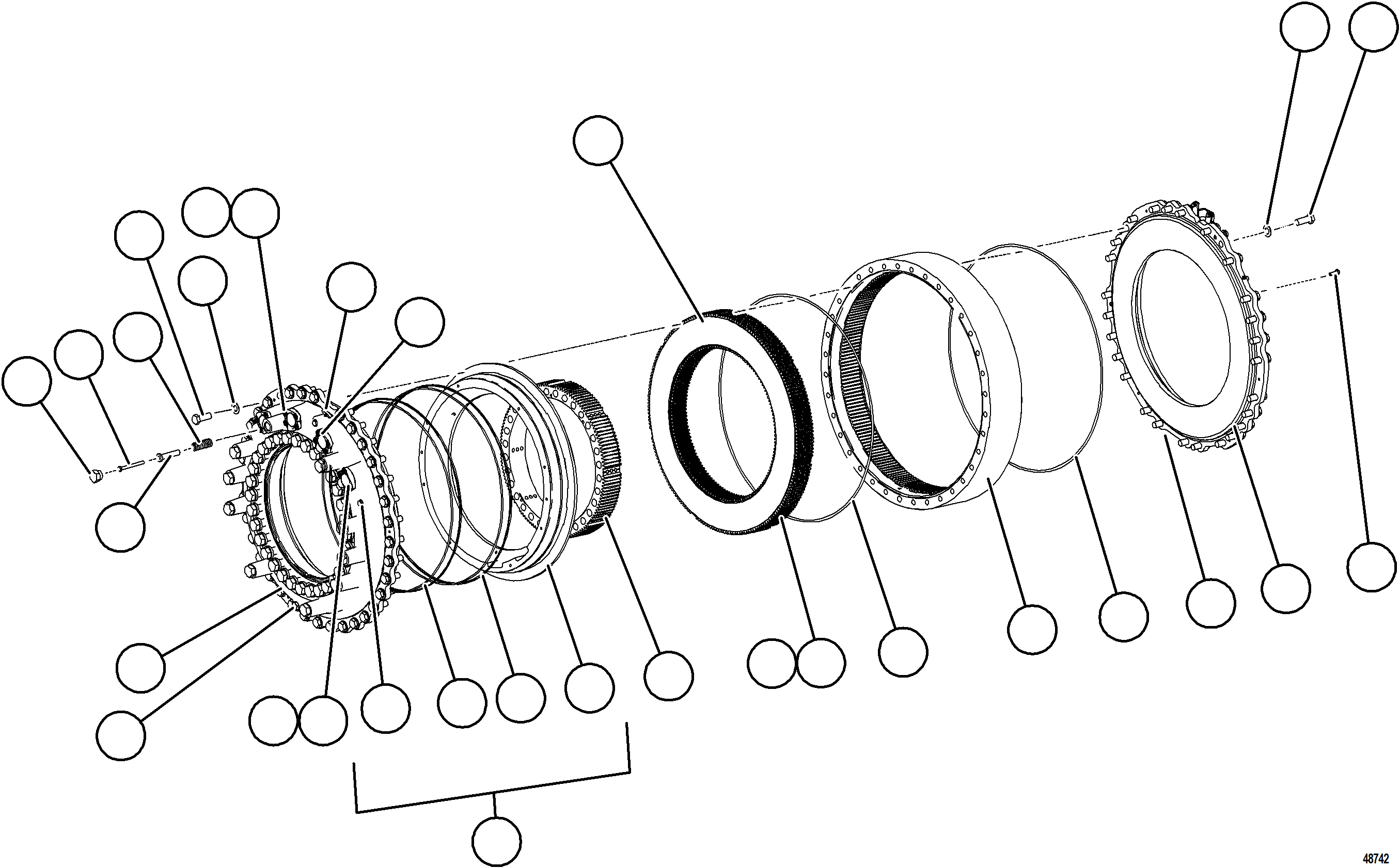 Komatsu parts book diagram for AFE77-BU 830E-5 S/N A50216 - A50217  KCH: FRONT BRAKE ASSEMBLY    58E-32-50410