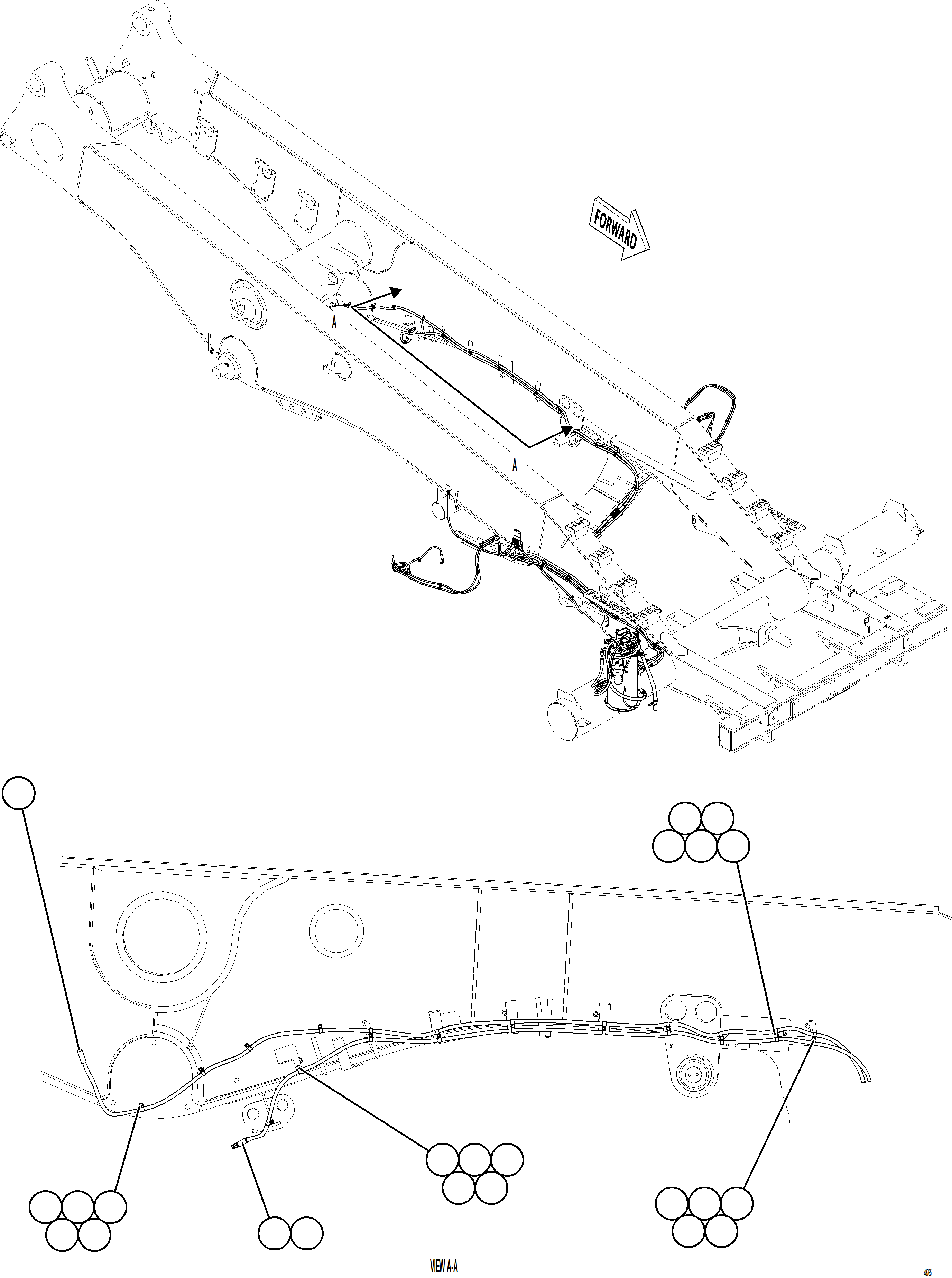 Komatsu parts book diagram for AFE77-BU 830E-5 S/N A50216 - A50217  KCH: AUTOMATIC LUBRICATION SYSTEM PIPING - FRONT    4/4